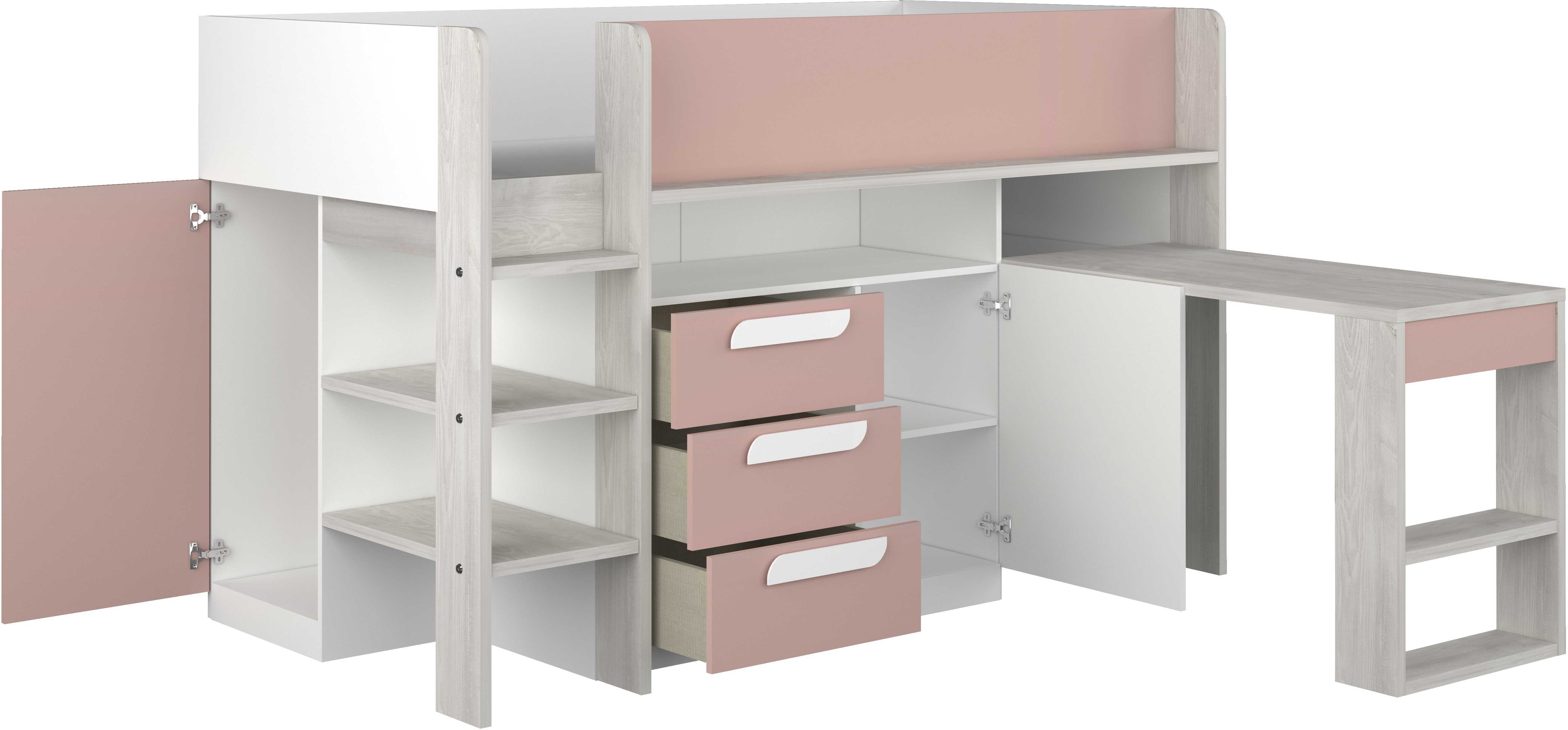 Lit combiné Beau 90x200 avec bureau - vieux rose - Image 4