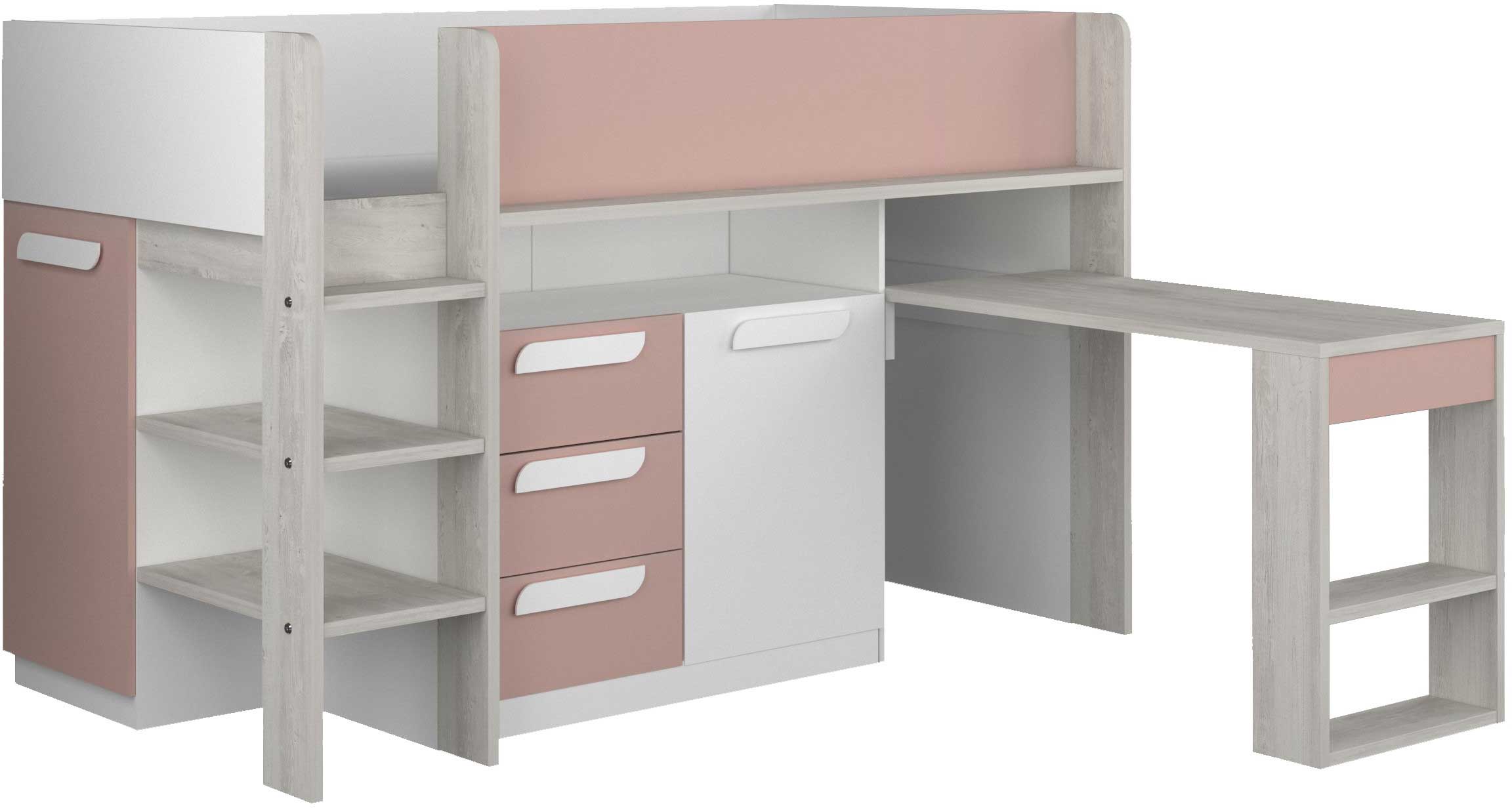 Lit combiné Beau 90x200 avec bureau - vieux rose - Image 6
