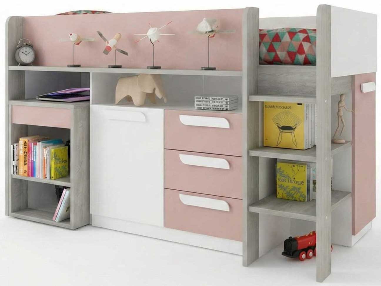 Lit combiné Beau 90x200 avec bureau - vieux rose - Image 10