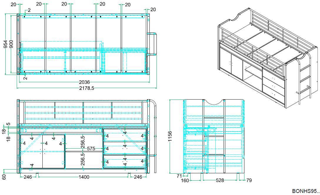 Lit combiné Bonny 95 - orange - Image 2