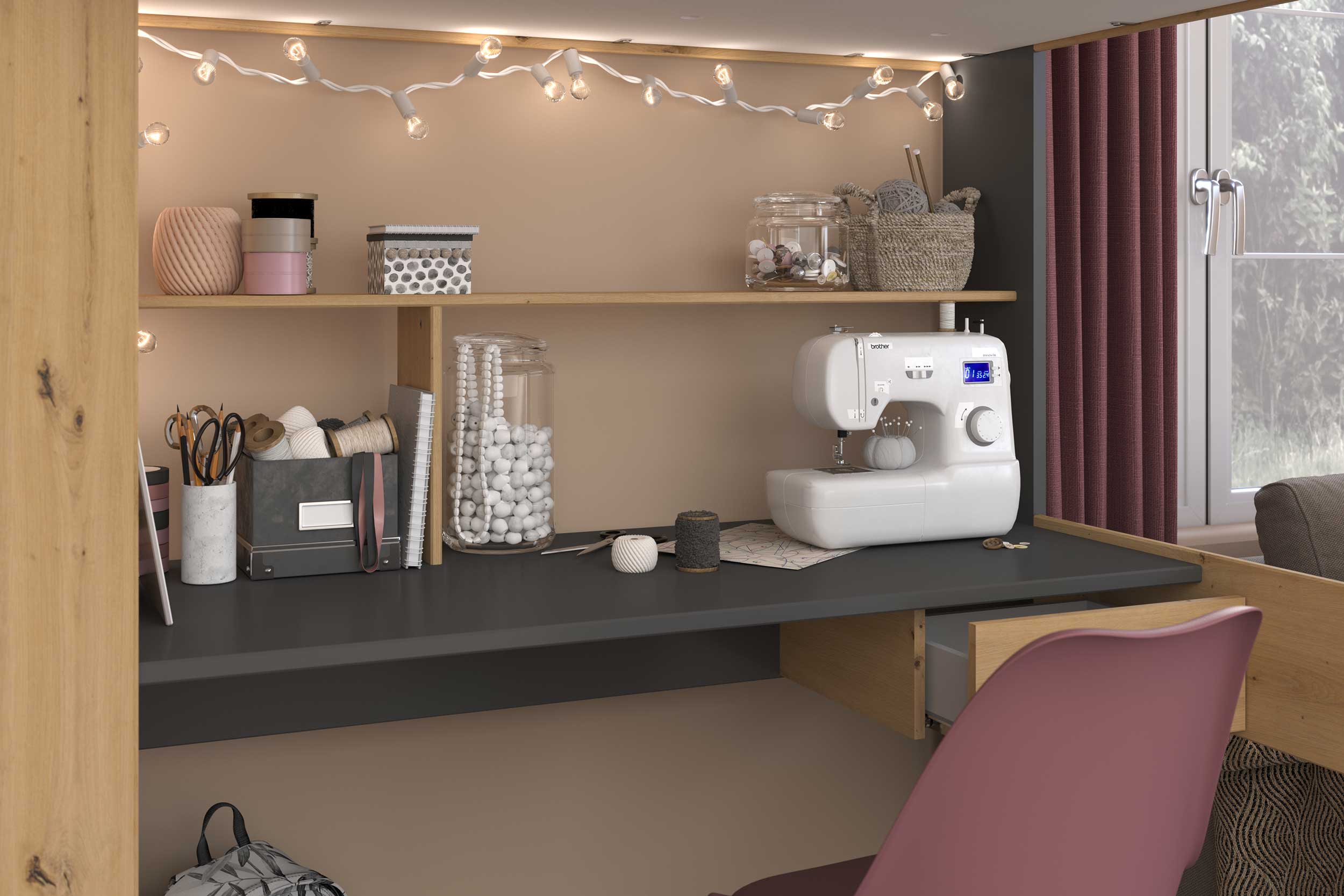 Lit combiné Hervé 90x200 - chêne artisan/gris - Image 8