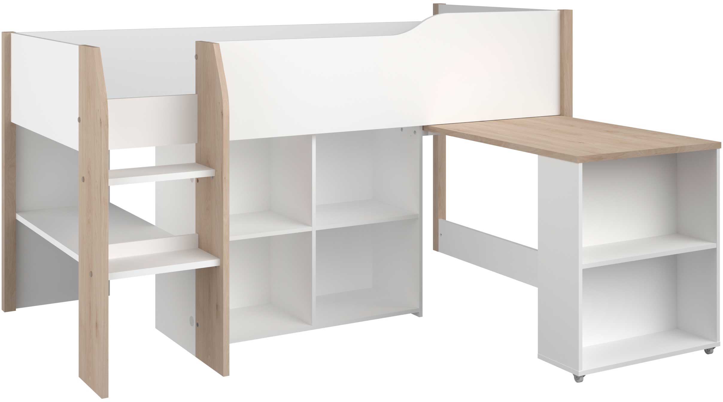 Lit combiné Moscon 90x200 - blanc/chêne - Image 2