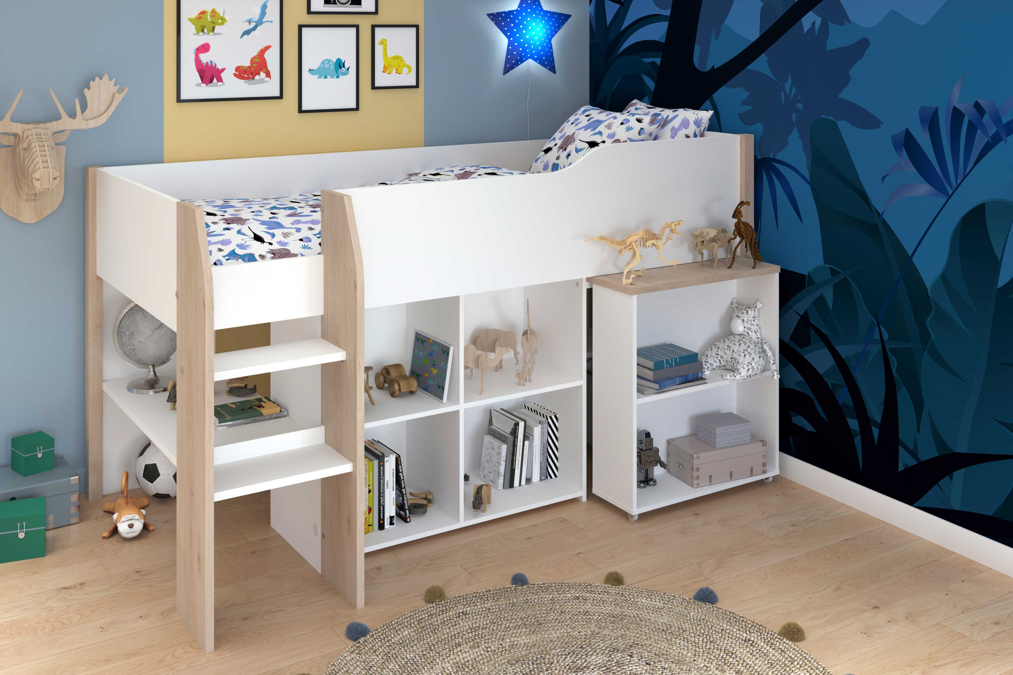 Lit combiné Moscon 90x200 - blanc/chêne - Image 12