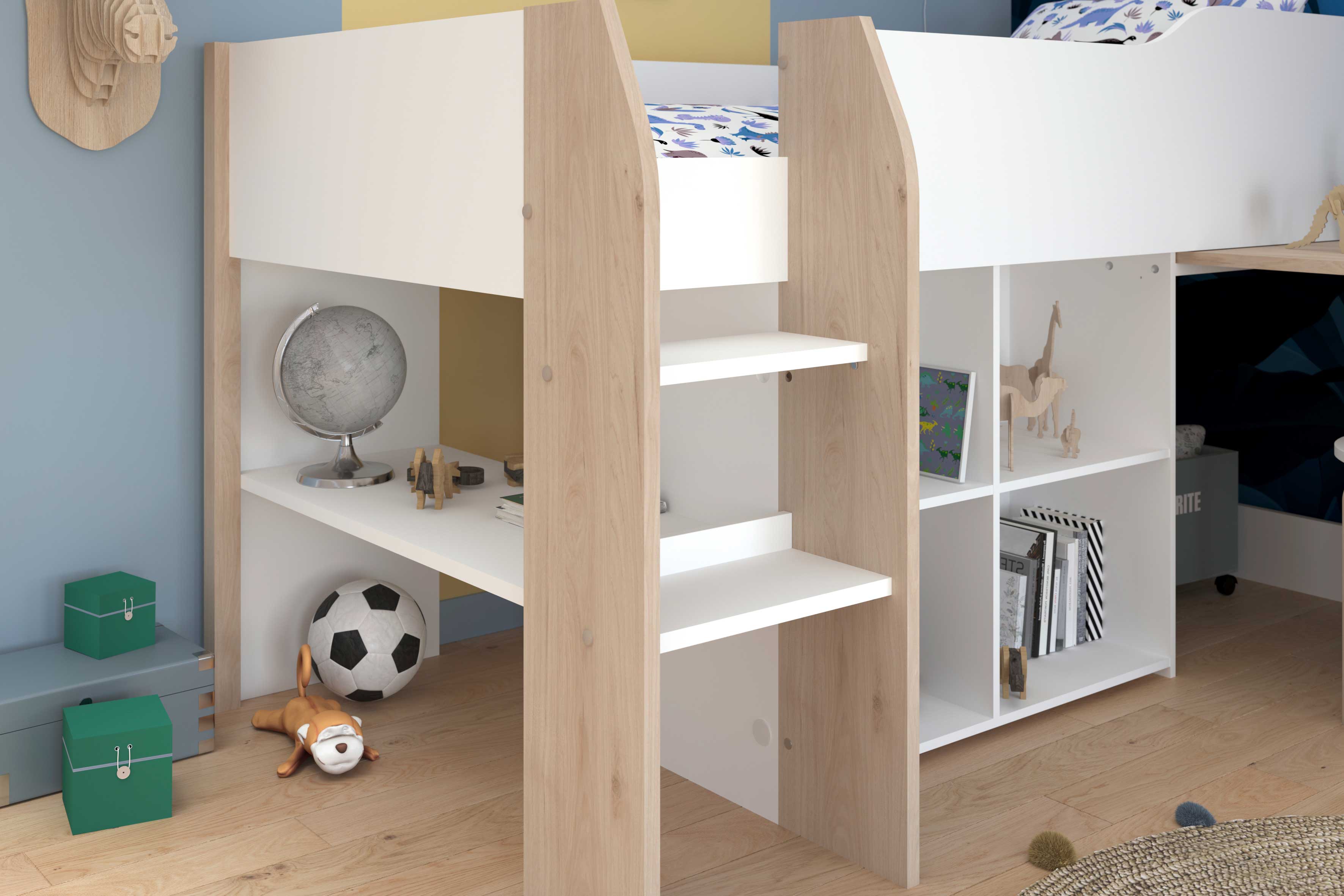 Lit combiné Moscon 90x200 - blanc/chêne - Image 10