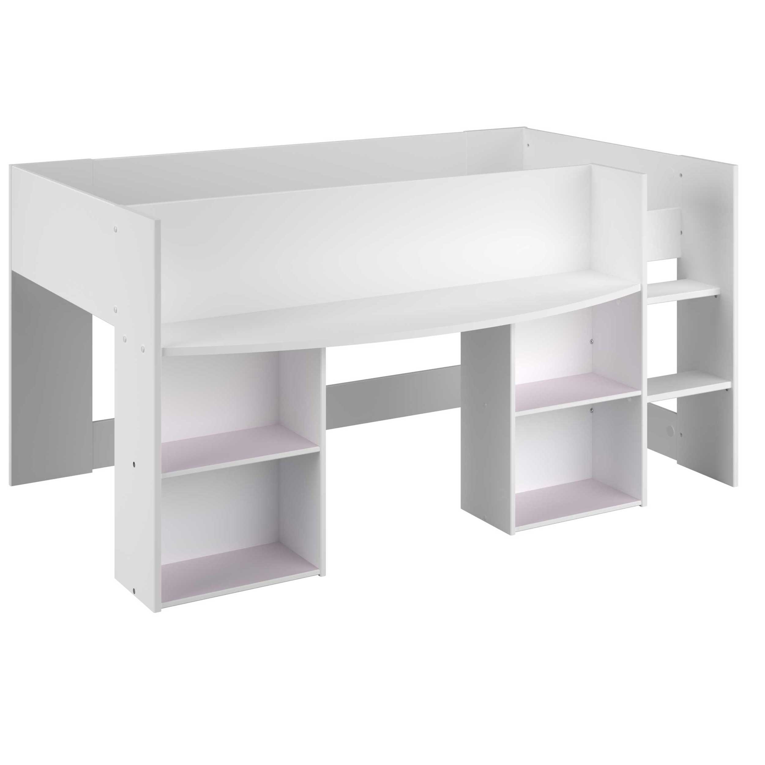 Lit combiné Rue 90x200 avec bureau - blanc/gris ou blanc/rose - Image 2