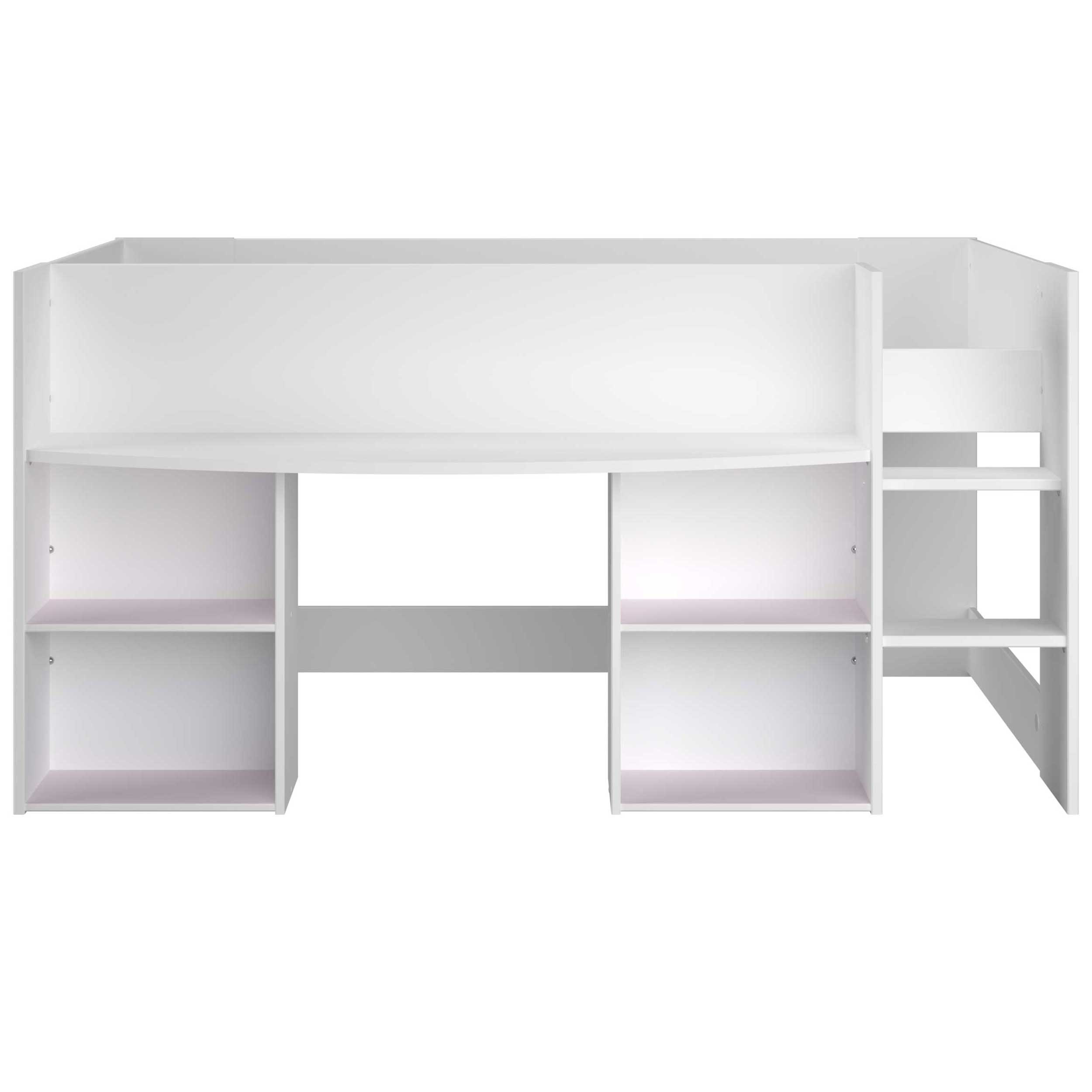 Lit combiné Rue 90x200 avec bureau - blanc/gris ou blanc/rose - Image 6