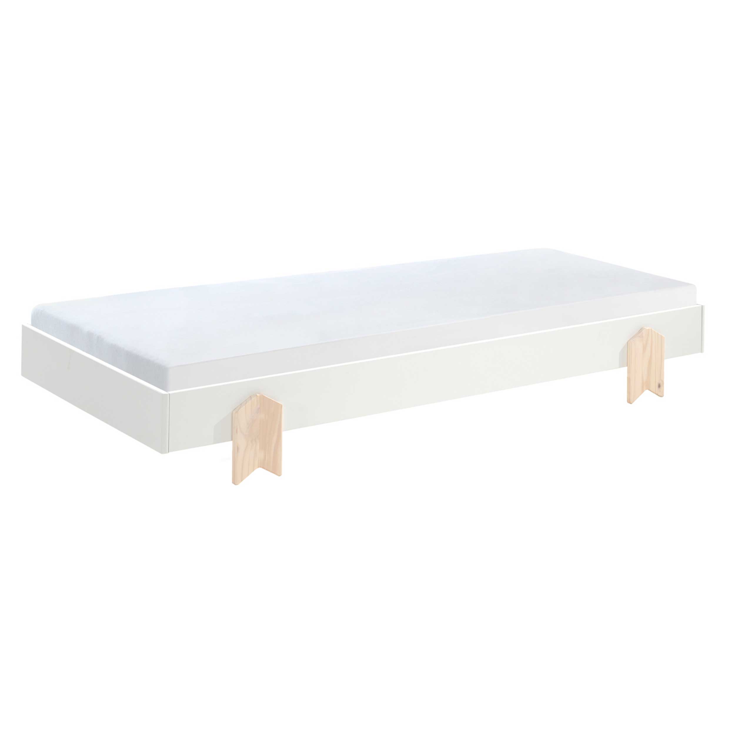 Lit d'enfant Modulo Arrow 90x200 empilable - blanc/bois de pin - Image 4