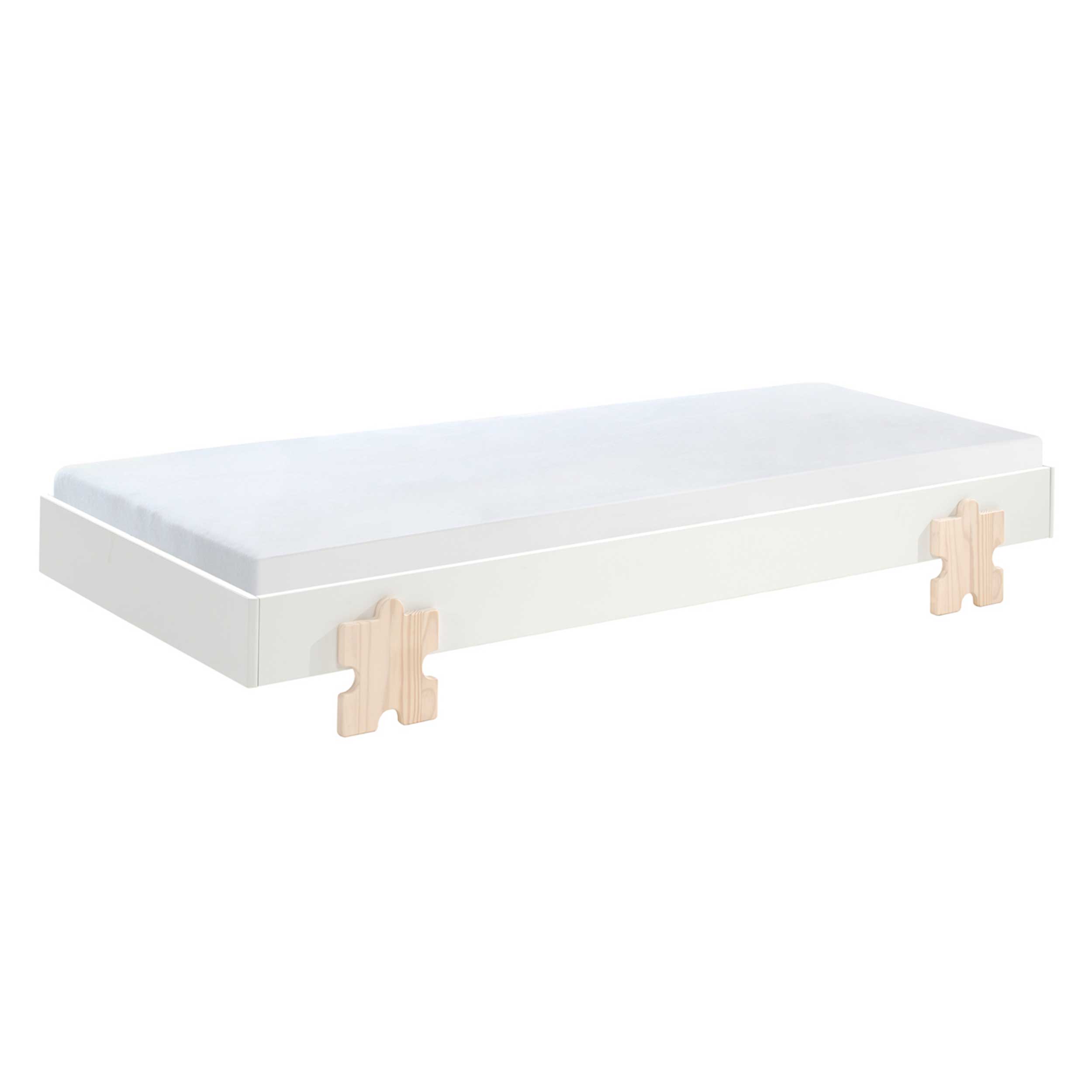 Lit d'enfant Modulo Puzzle 90x200 empilable - blanc/bois de pin - Image 4