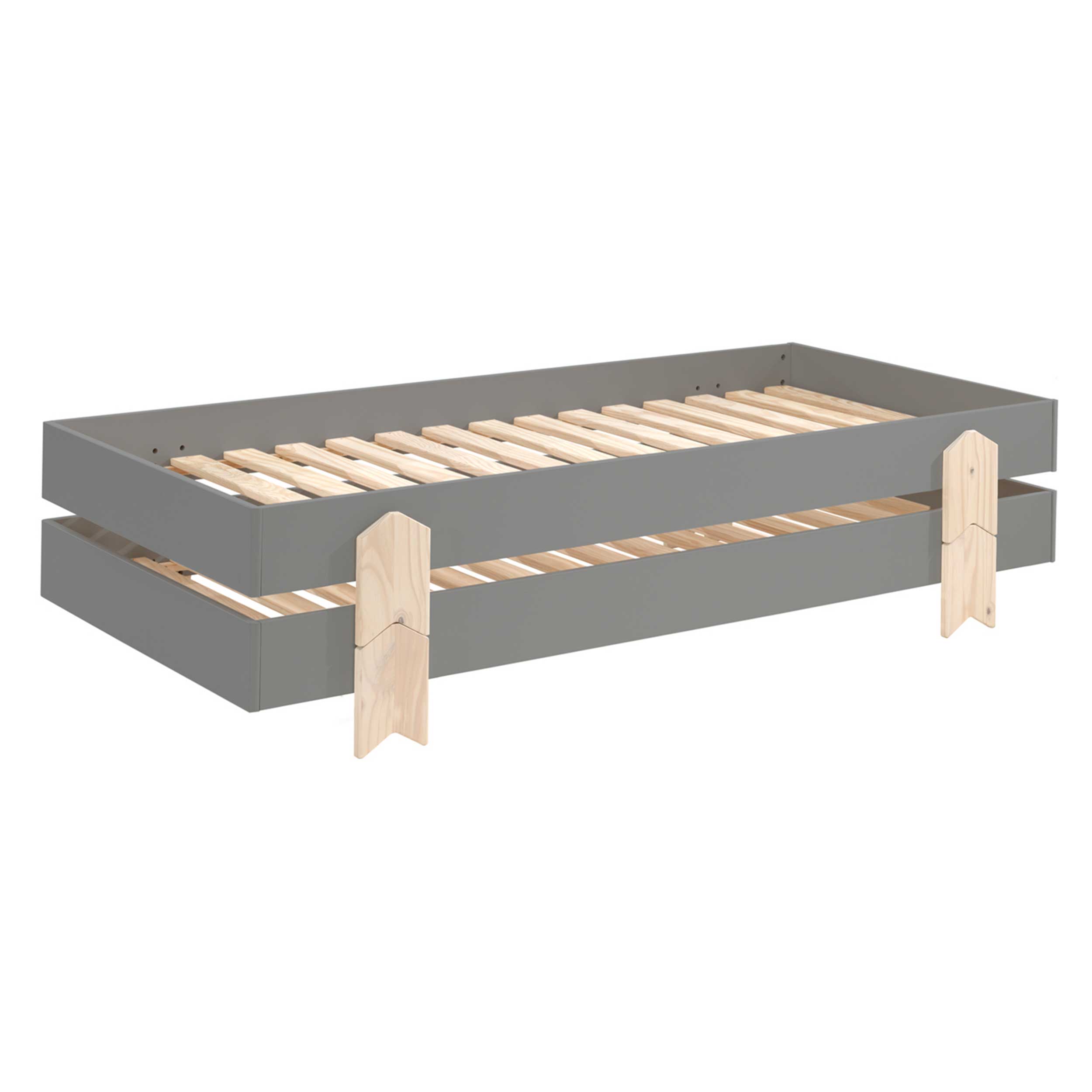 Lit d'enfants Modulo arrow 90x200 empilable ensemble de 2 - anthracite/bois de pin - Image 5