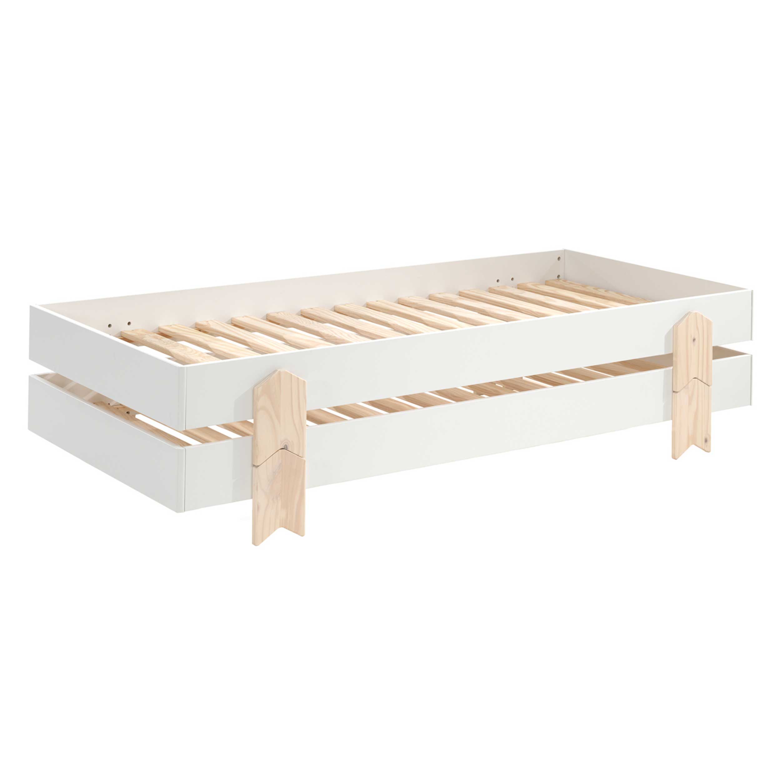 Lit d'enfants Modulo arrow 90x200 empilable ensemble de 2 - blanc/bois de pin - Image 2