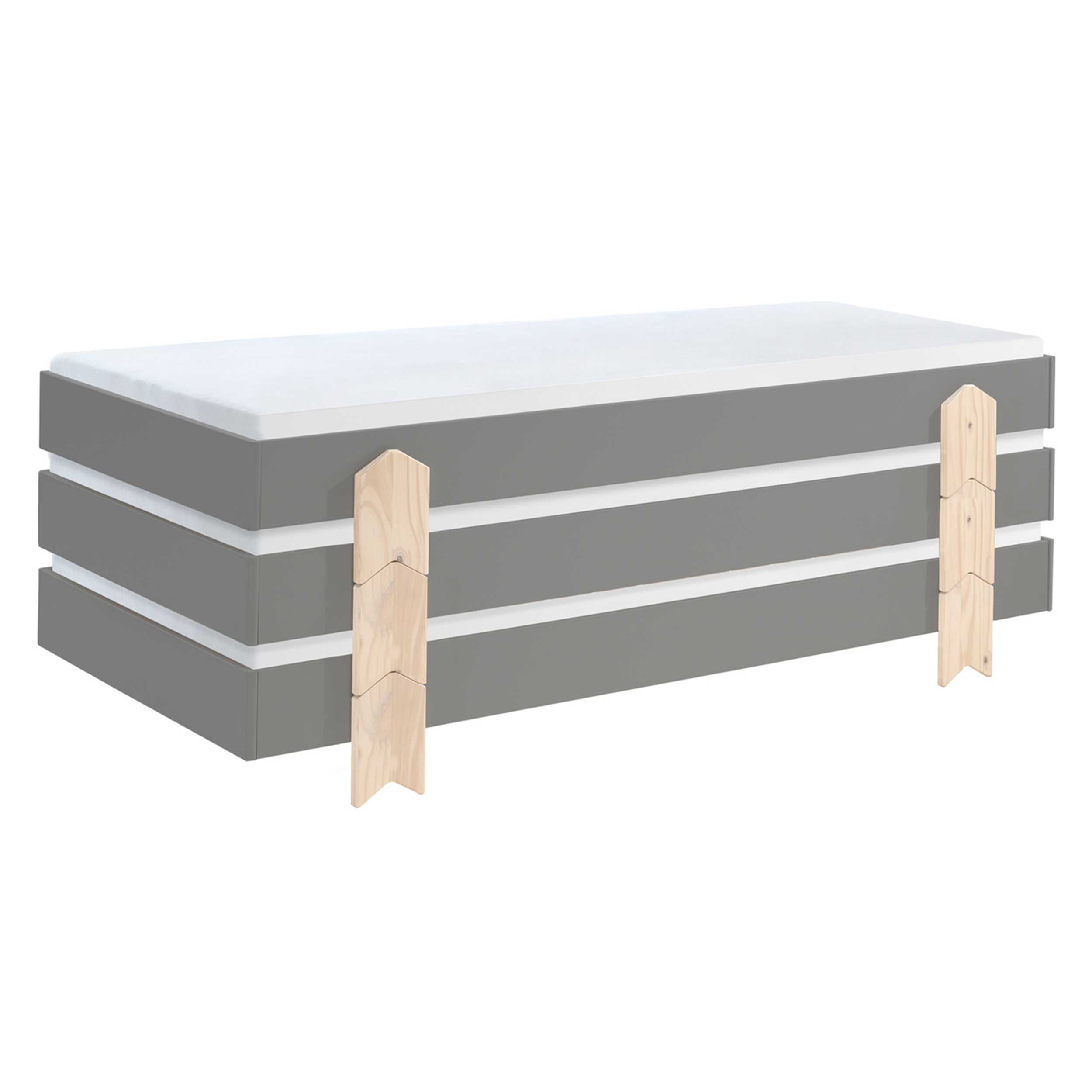 Lit d'enfants Modulo arrow 90x200 empilable ensemble de 3 - anthracite/bois de pin - Image 1