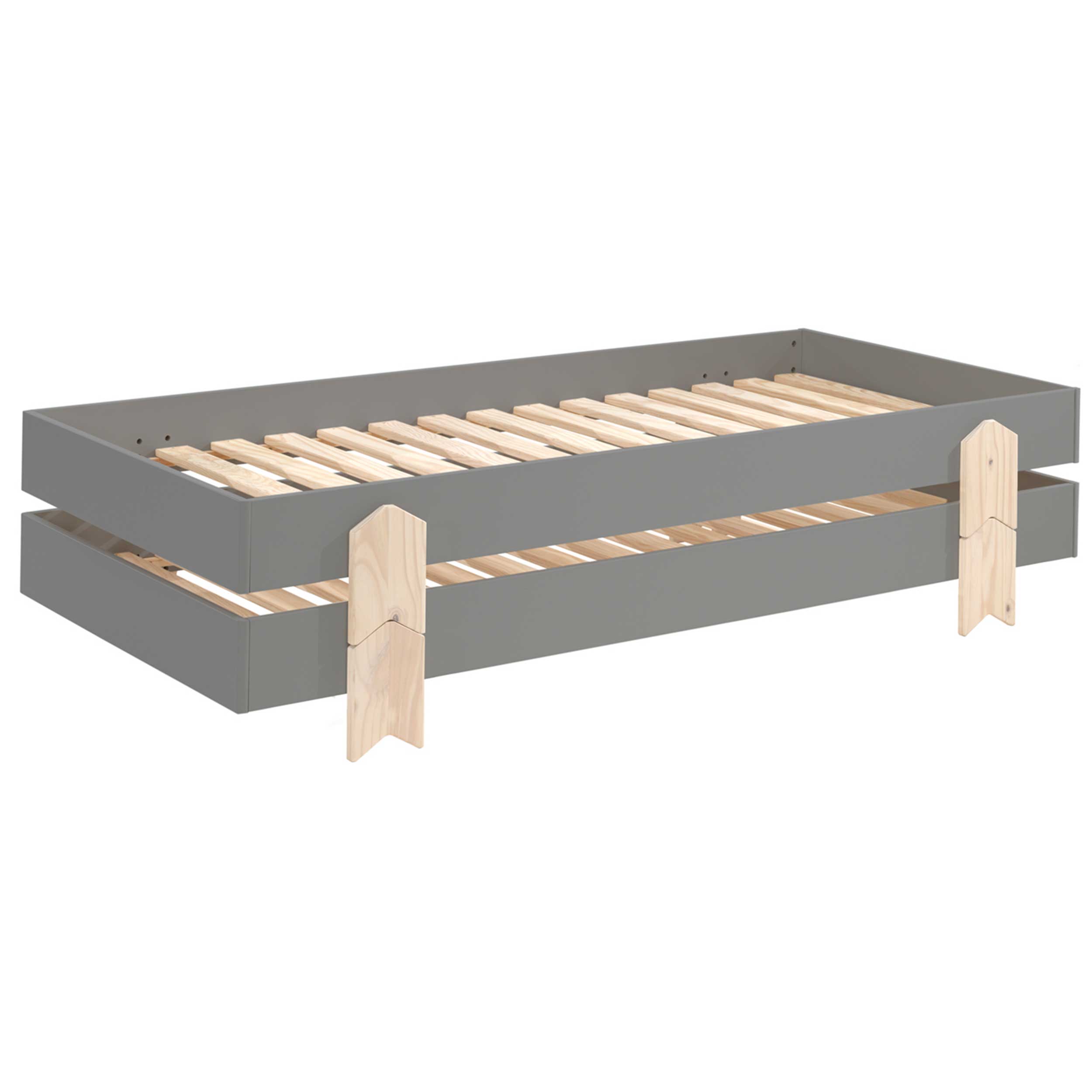 Lit d'enfants Modulo arrow 90x200 empilable ensemble de 4 - anthracite/bois de pin - Image 4
