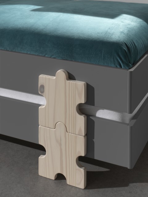 Lit d'enfants Modulo Puzzle 90x200 empilable ensemble de 2 - anthracite/bois de pin - Image 2