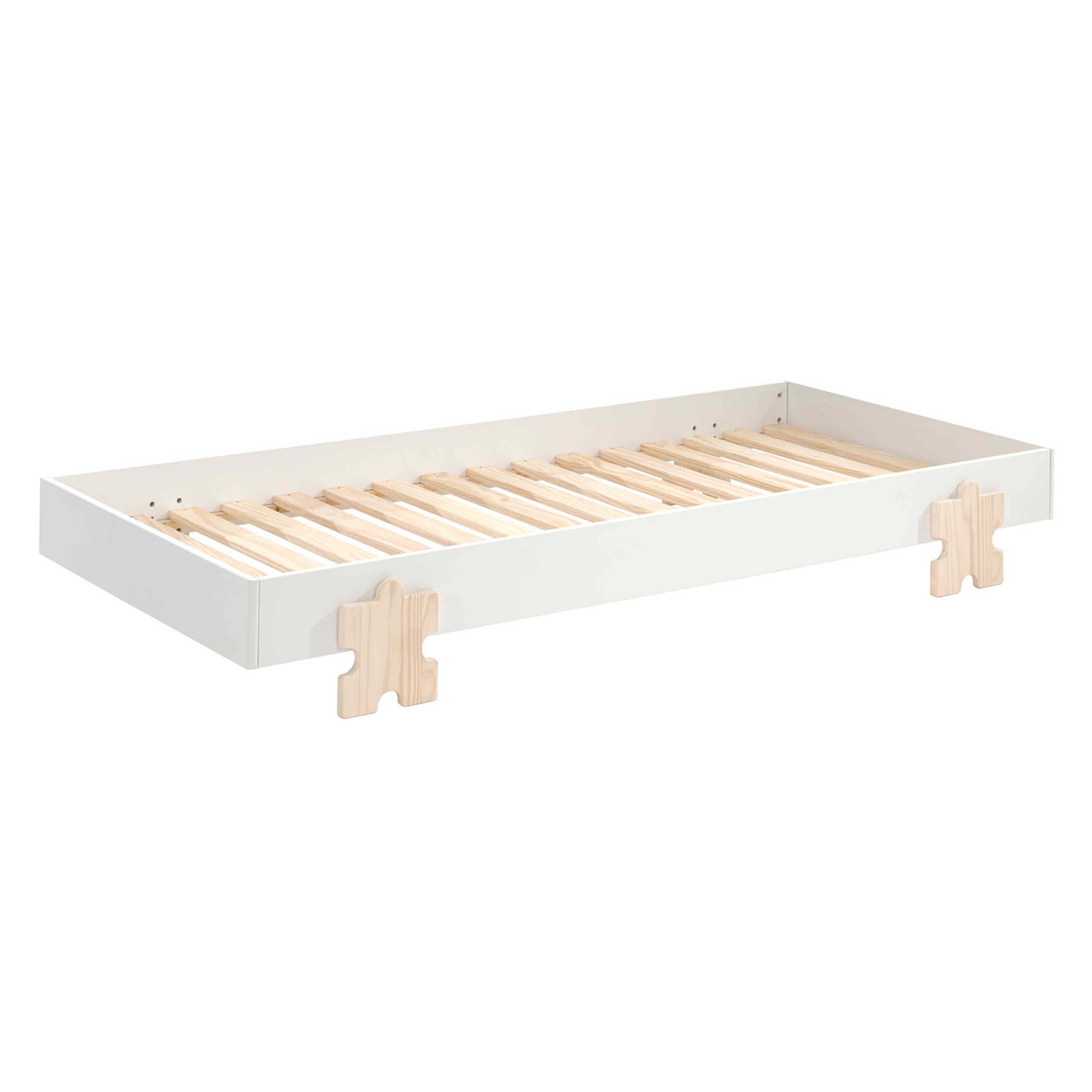 Lit d'enfants Modulo Puzzle 90x200 empilable ensemble de 2 - blanc/bois de pin - Image 3