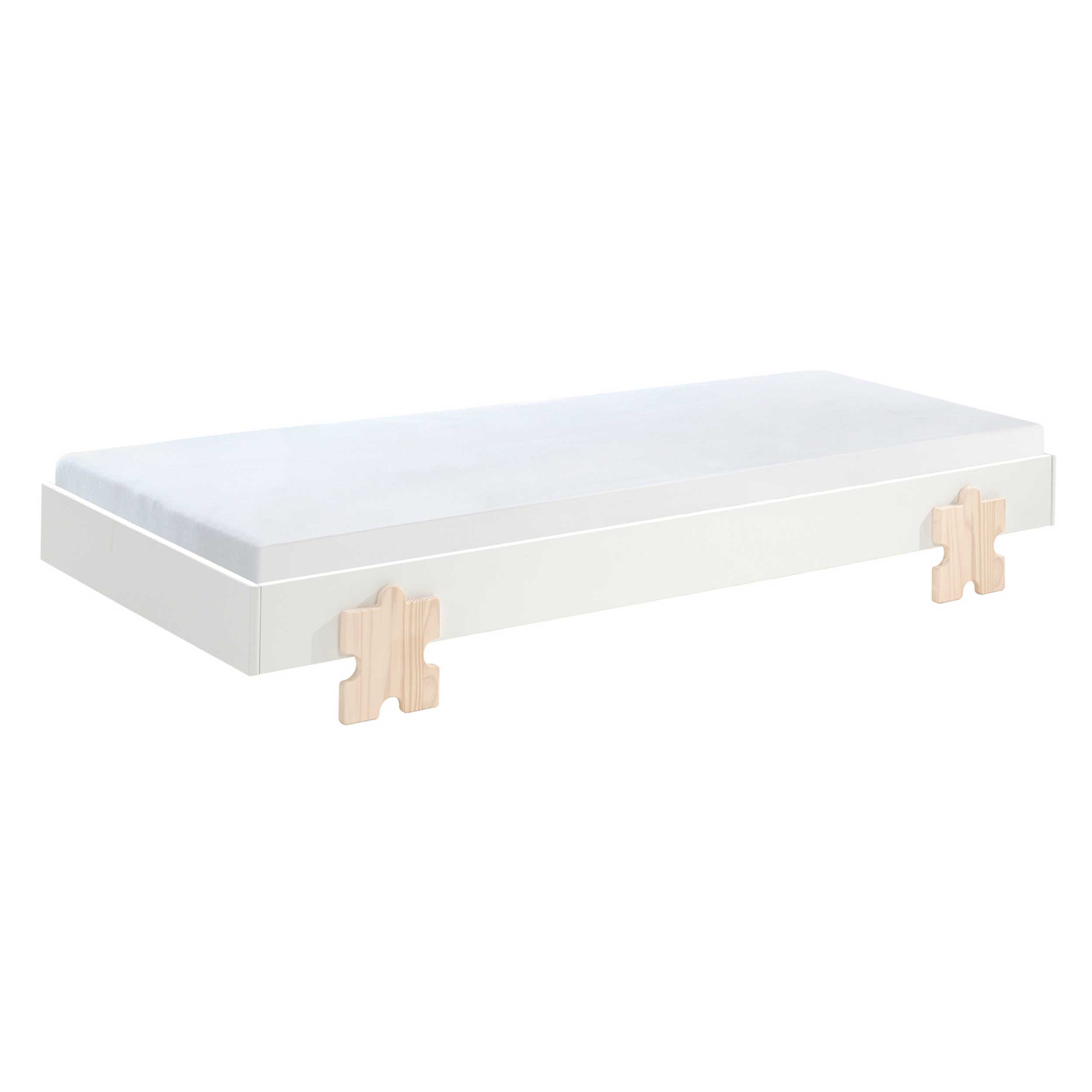 Lit d'enfants Modulo Puzzle 90x200 empilable ensemble de 3 - blanc/pin - Image 3