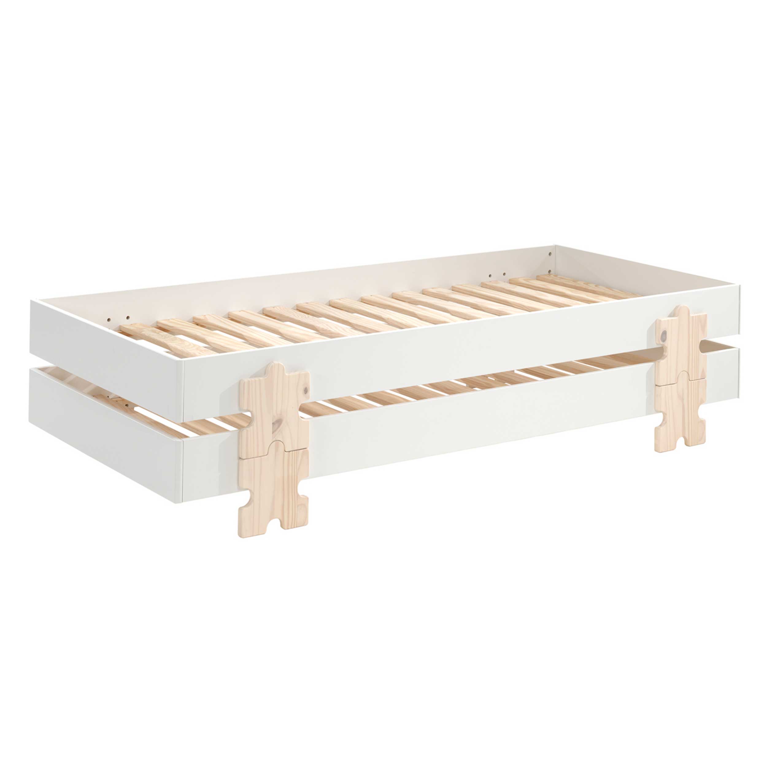 Lit d'enfants Modulo Puzzle 90x200 empilable ensemble de 3 - blanc/pin - Image 5