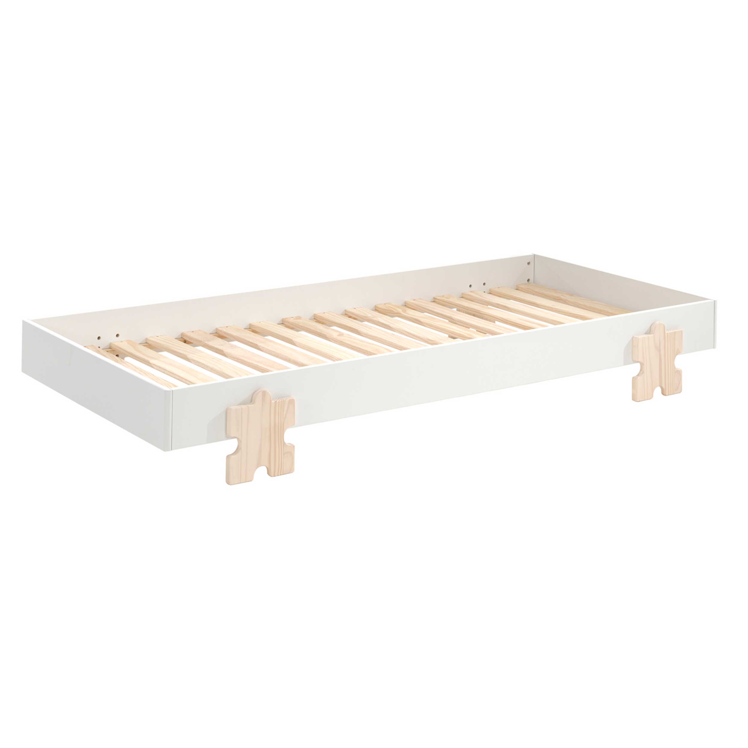 Lit d'enfants Modulo Puzzle 90x200 empilable ensemble de 3 - blanc/pin - Image 6