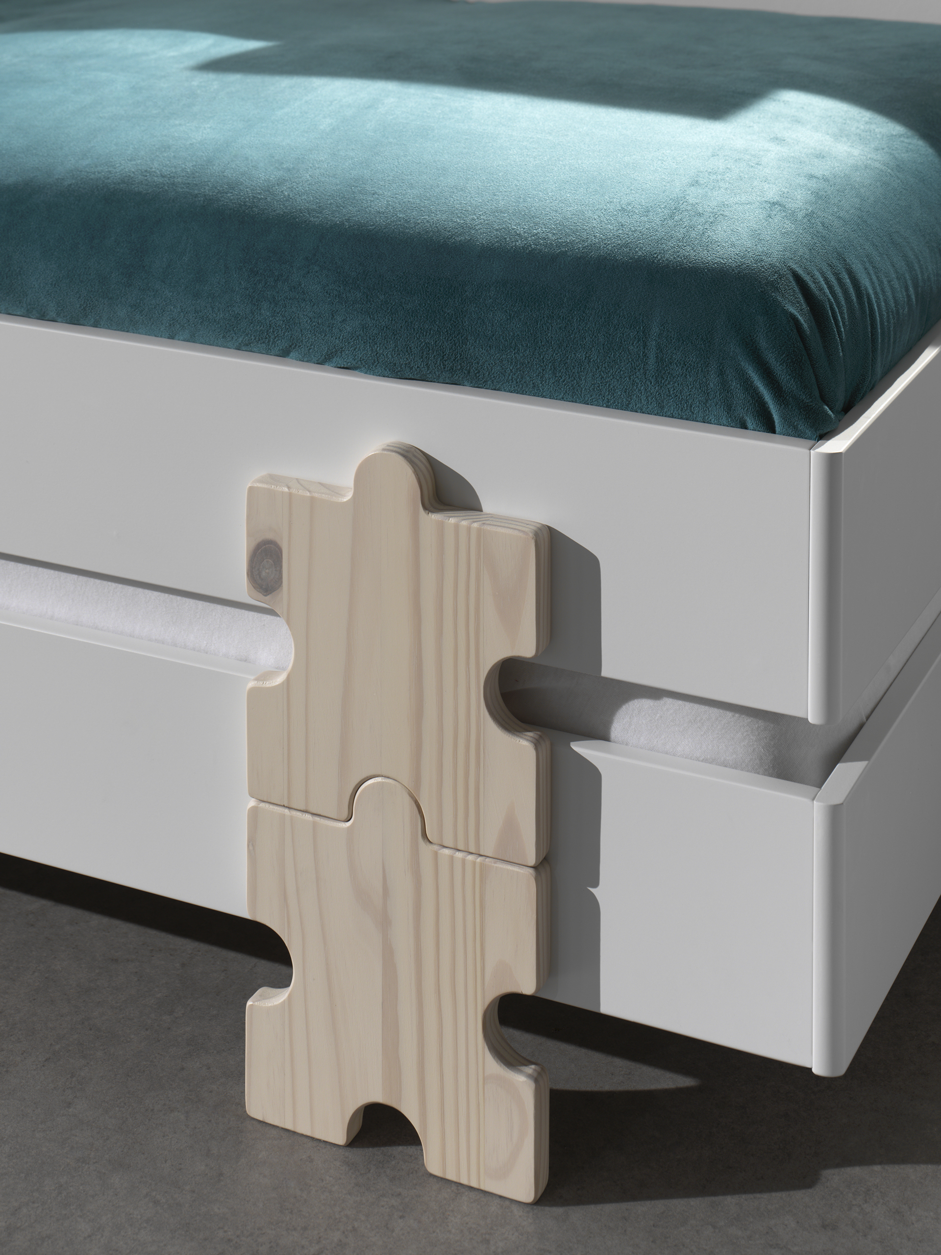 Lit d'enfants Modulo Puzzle 90x200 empilable ensemble de 3 - blanc/pin - Image 7