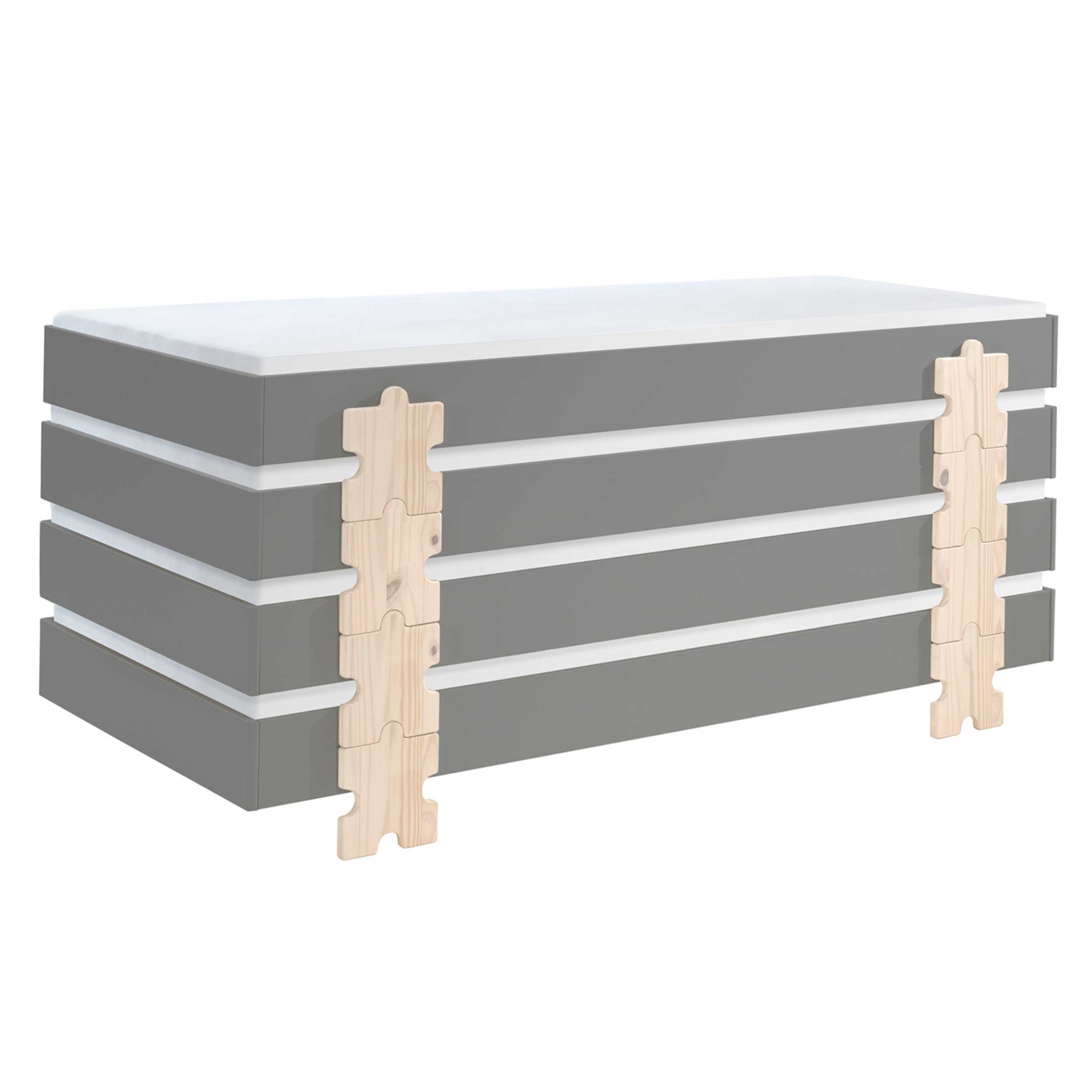 Lit d'enfants Modulo Puzzle 90x200 empilable ensemble de 4 - anthracite/pin - Image 1