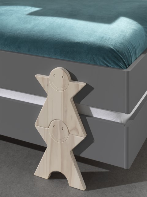 Lit d'enfants Modulo Smiley 90x200 empilable ensemble de 2 - anthracite/bois de pin - Image 3