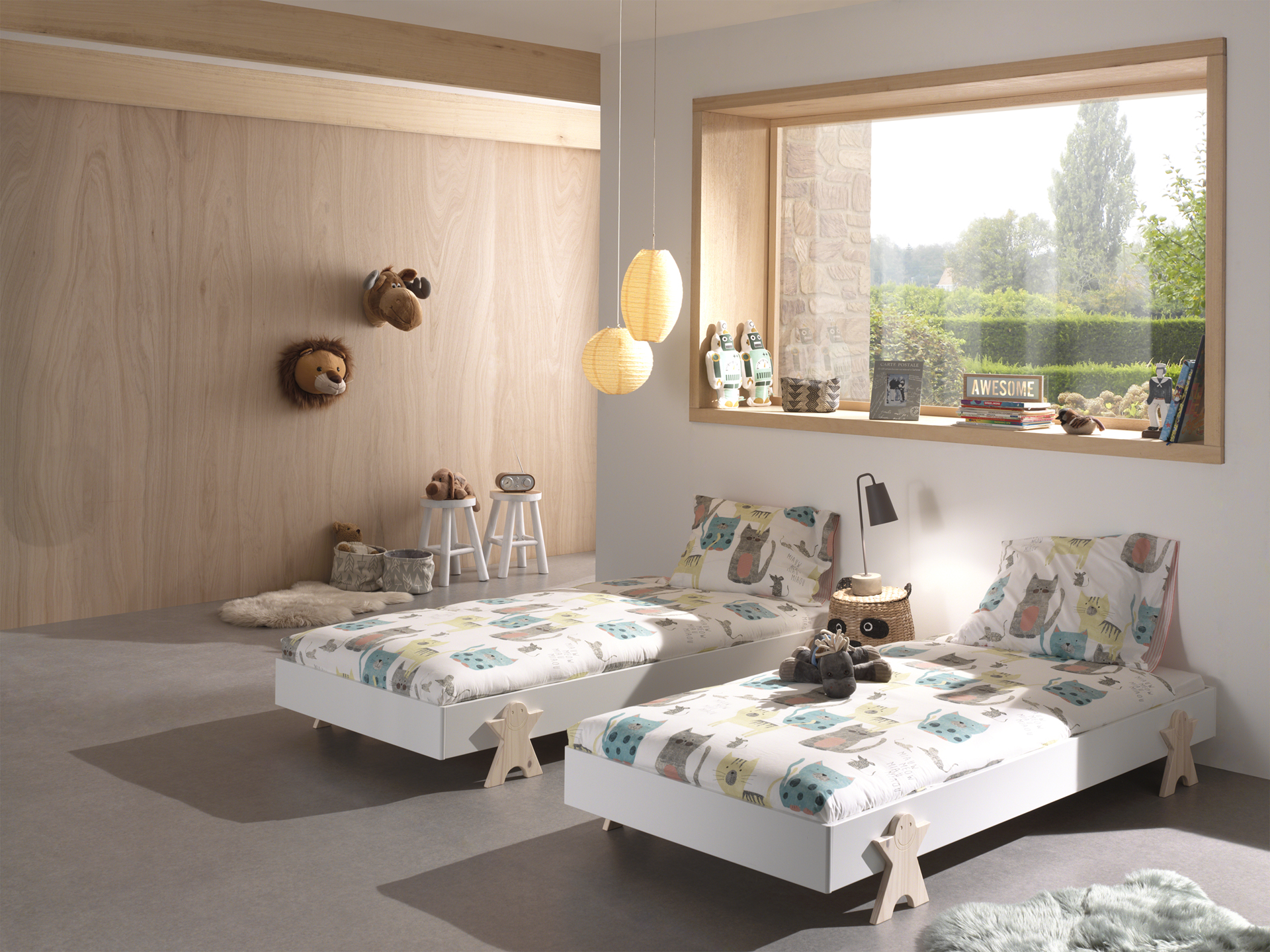 Lit d'enfants Modulo Smiley 90x200 empilable ensemble de 2 - blanc/bois de pin - Image 7