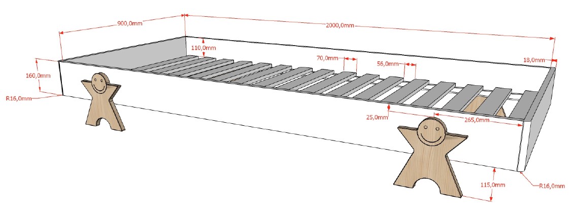 Lit d'enfants Modulo Smiley 90x200 empilable ensemble de 4 - blanc/bois de pin - Image 3