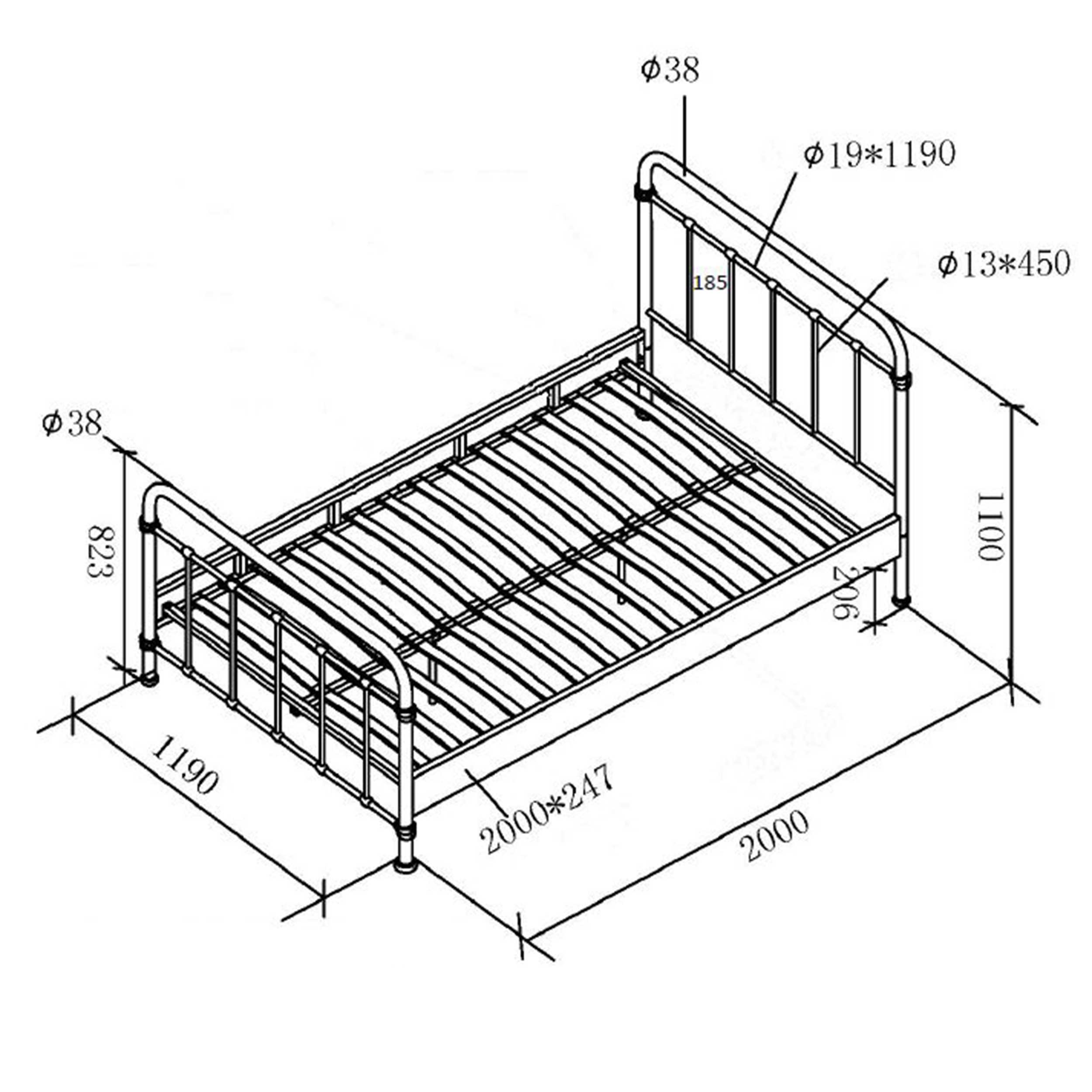 Lit de 120x200cm New York métal - blanc - Image 2