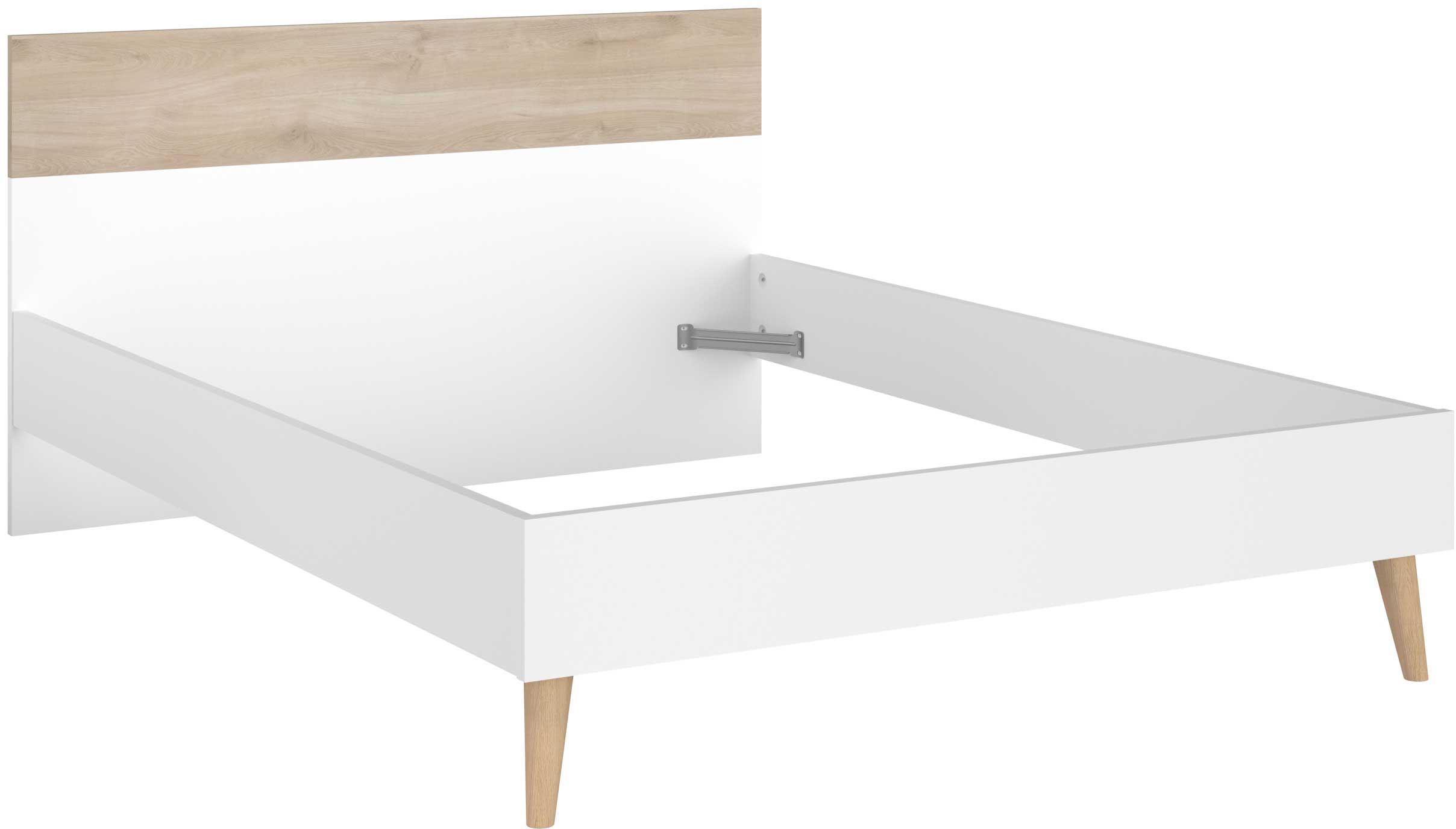 Lit double Hardy 140 x 200 - blanc/chêne - Image 2