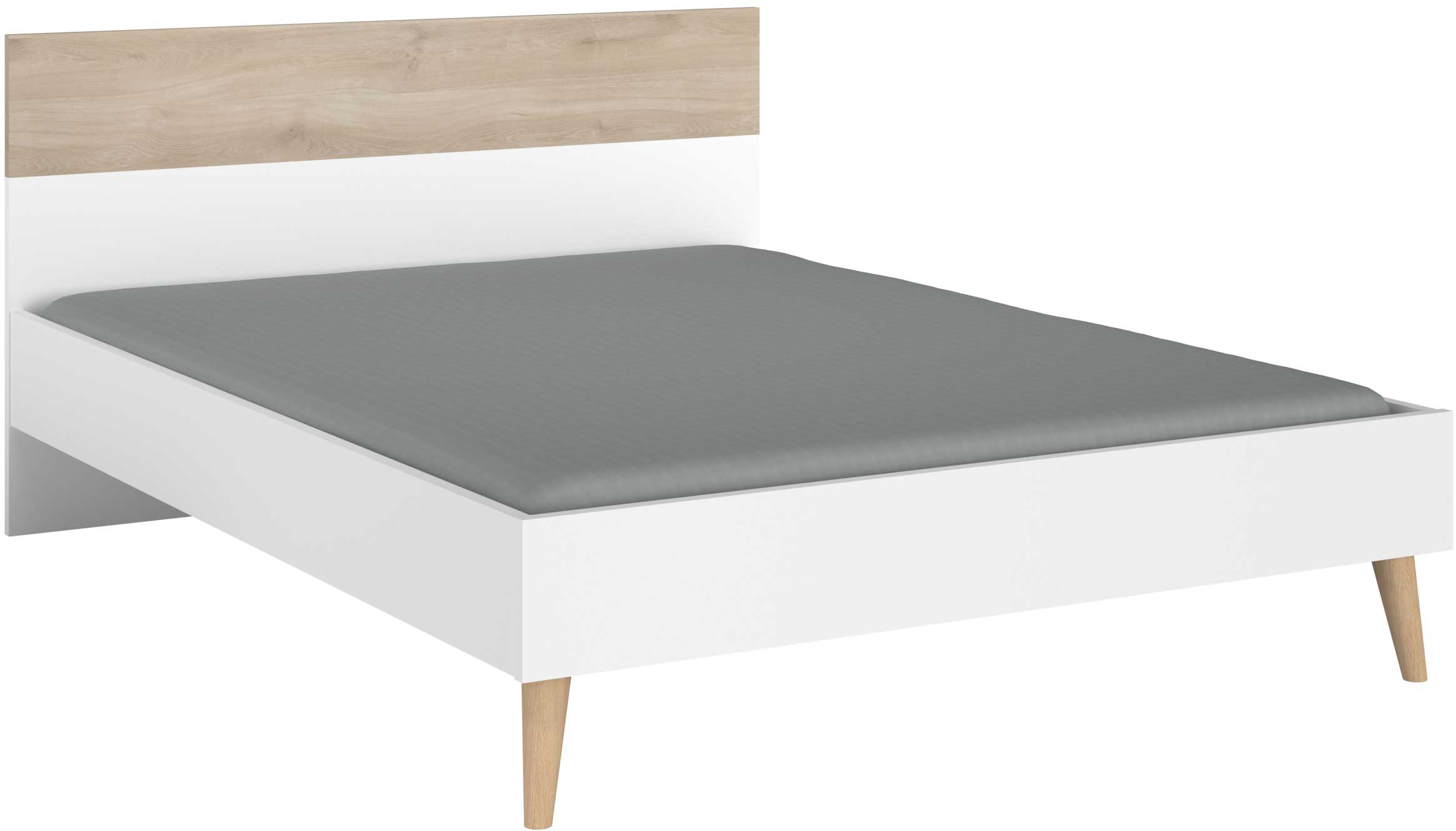 Lit double Hardy 140 x 200 - blanc/chêne - Image 5