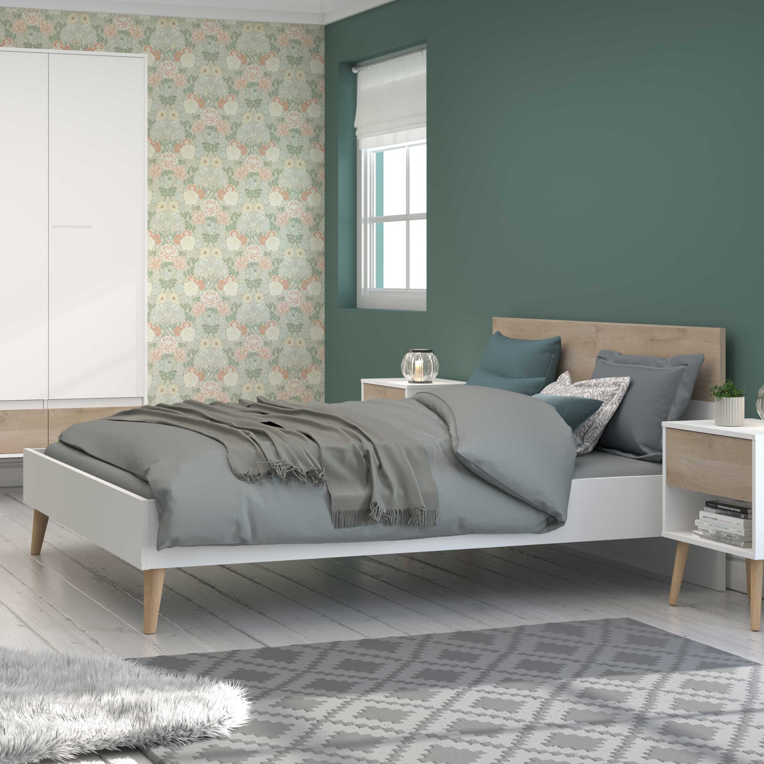 Lit double Hardy 160x200 - blanc/eik