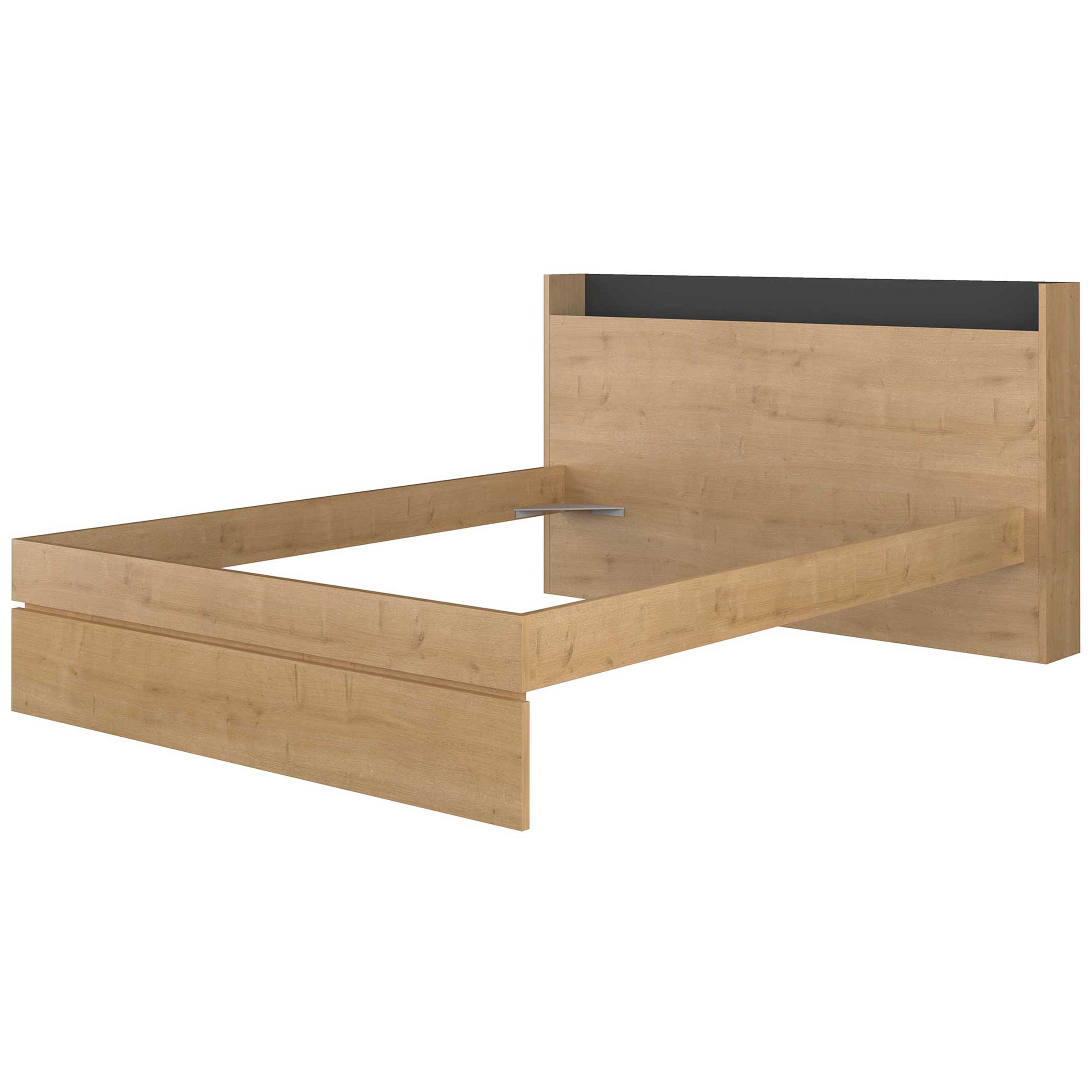 Lit double Sanna 140x190 - chêne clair/ noir - Image 4