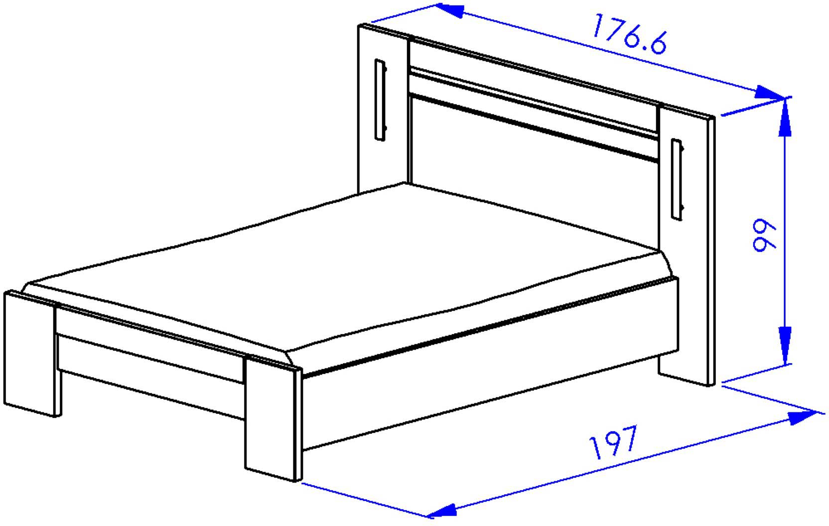 Lit double Soren 140x190cm avec éclairage - chêne - Image 3