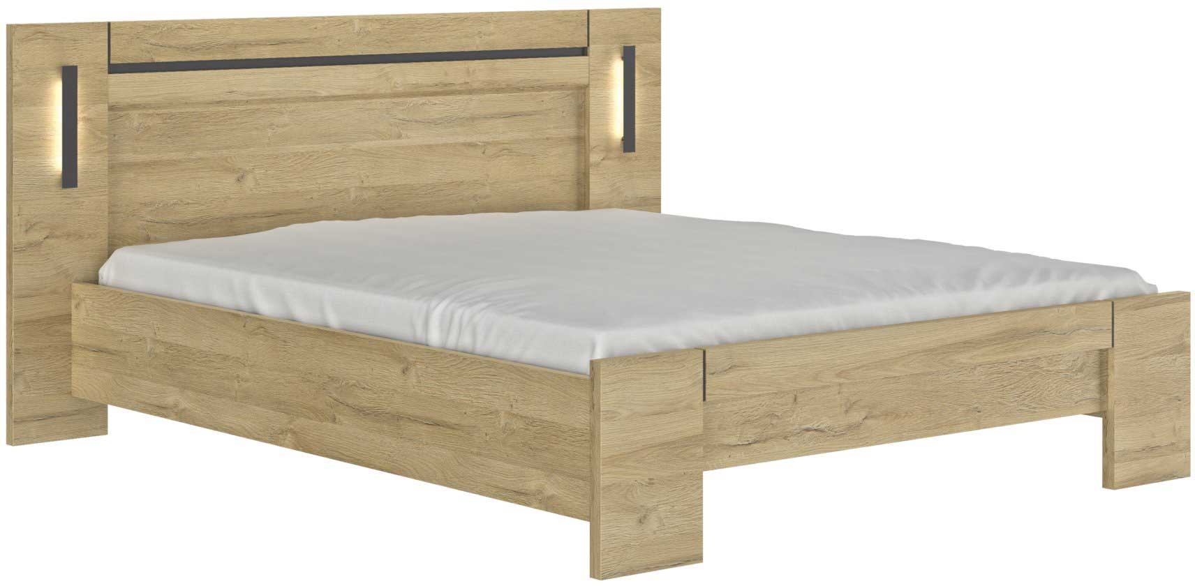 Lit double Soren 140x190cm avec éclairage - chêne - Image 7