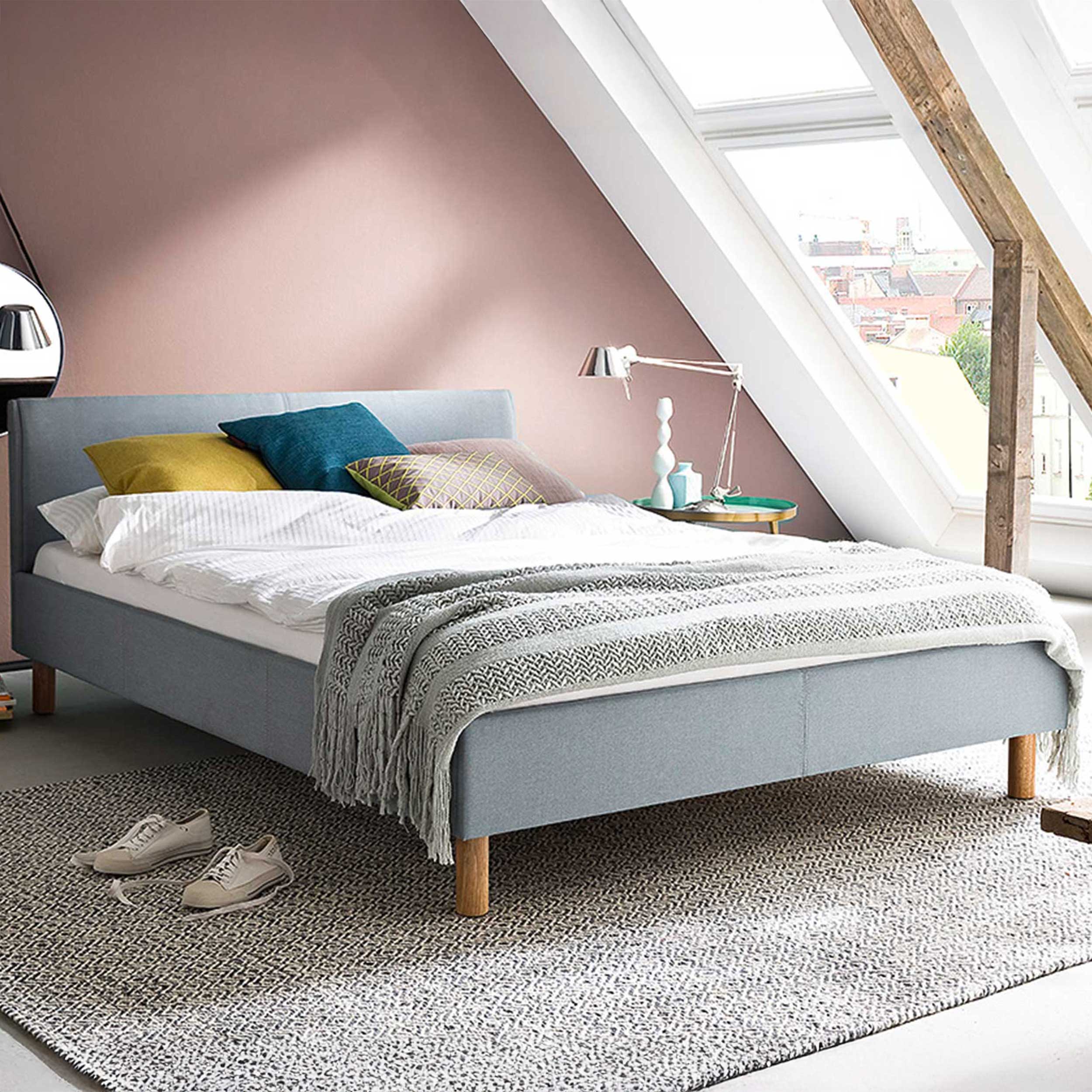 Lit en tissu Amber 120x200 - bleu glacier