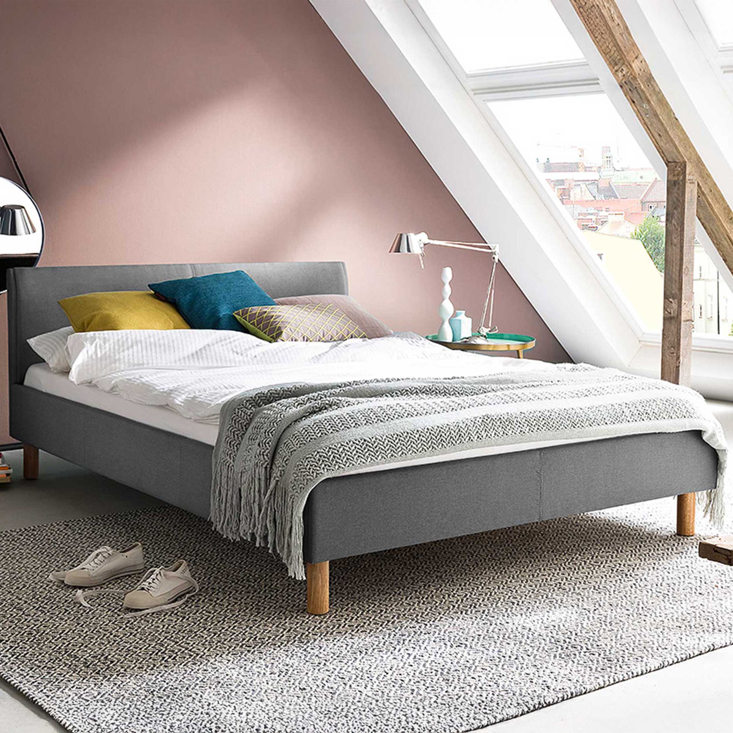 Lit en tissu Amber 120x200 - gris clair