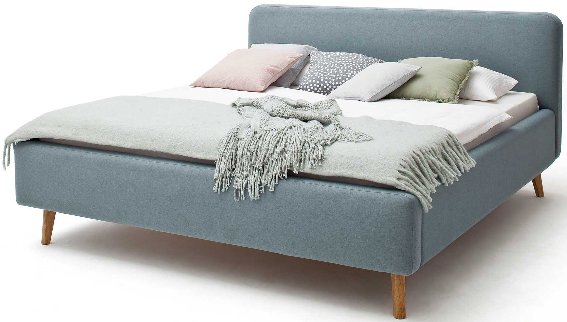 Lit en tissu Tony 140x200 - bleu glacier - Image 2