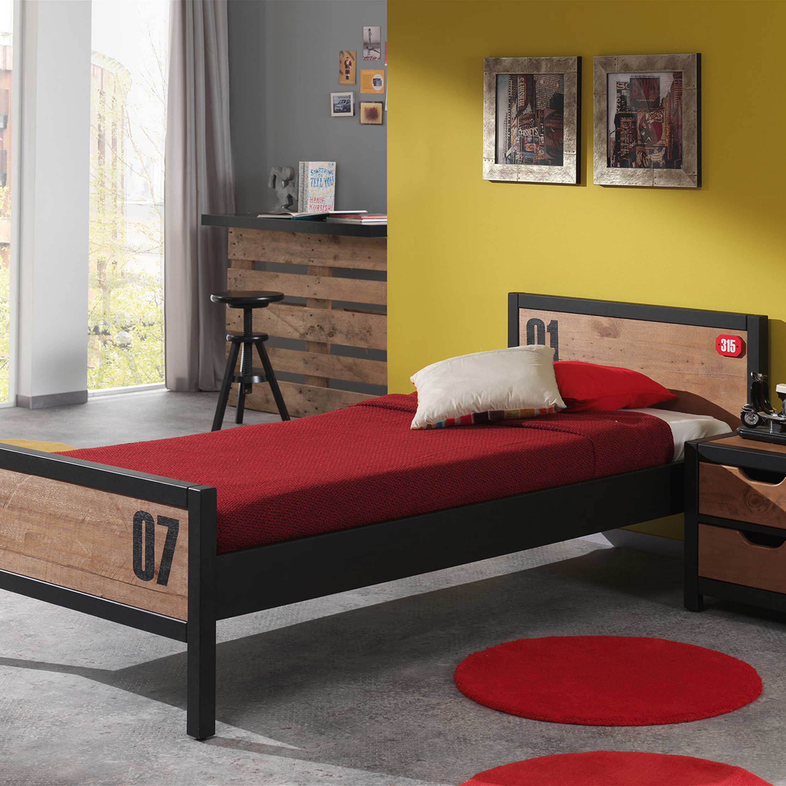 Lit enfant Alex Industriel 90x200 cm - brun/noir - Image 4