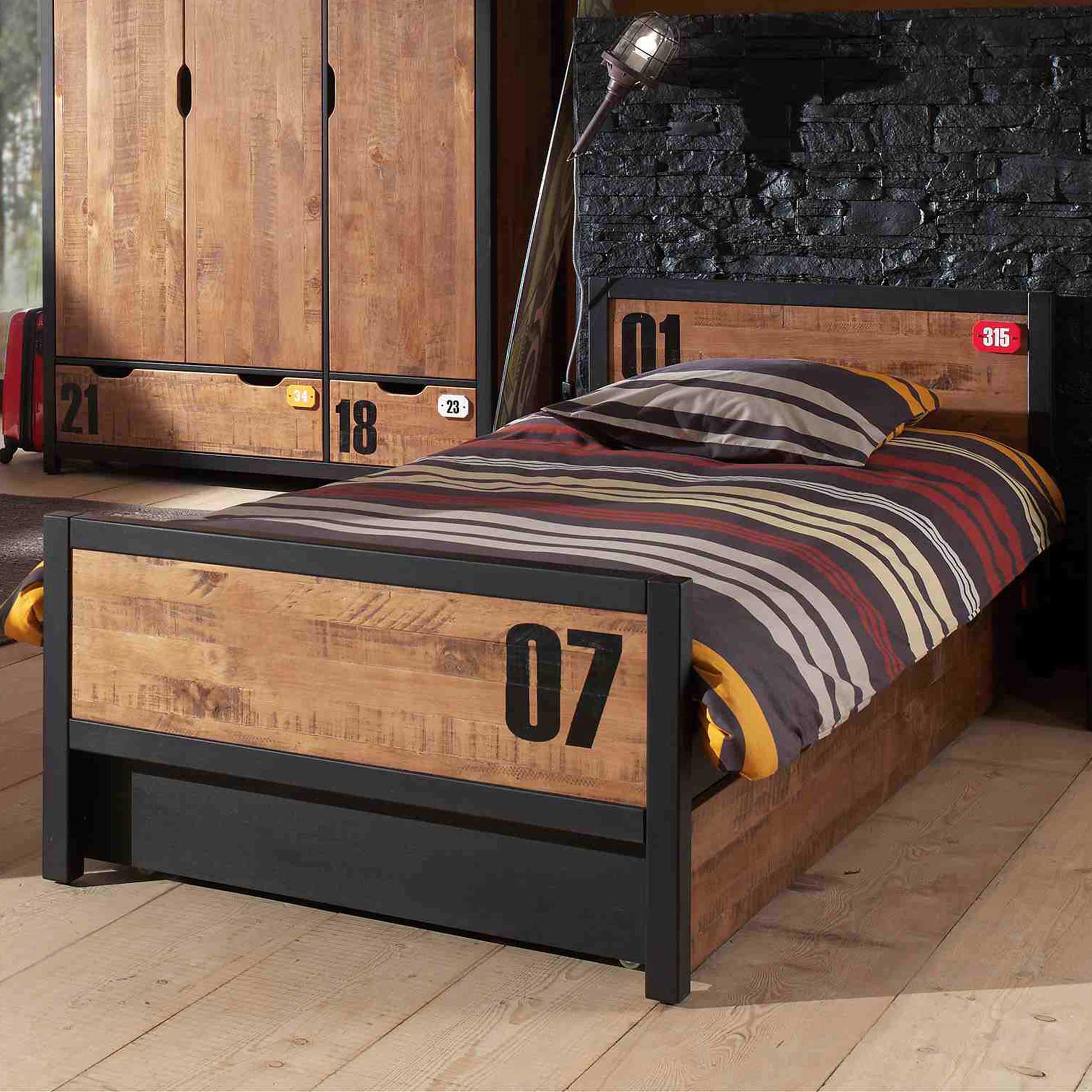 Lit enfant Alex Industriel 90x200 cm - brun/noir - Image 1