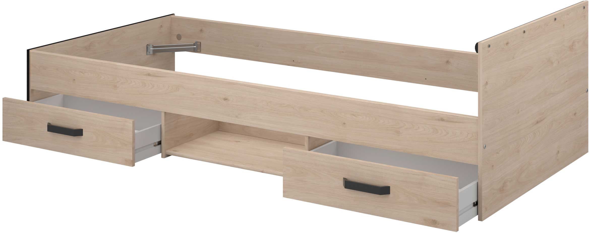 Lit enfant Alma 90x200 avec espace de rangement - décor chêne - Image 5