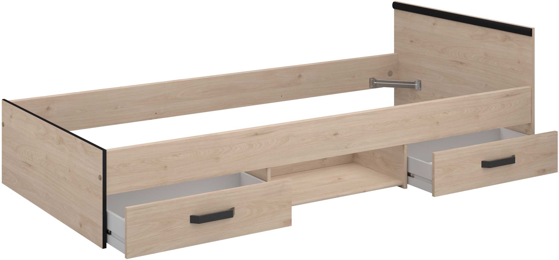 Lit enfant Alma 90x200 avec espace de rangement - décor chêne - Image 7