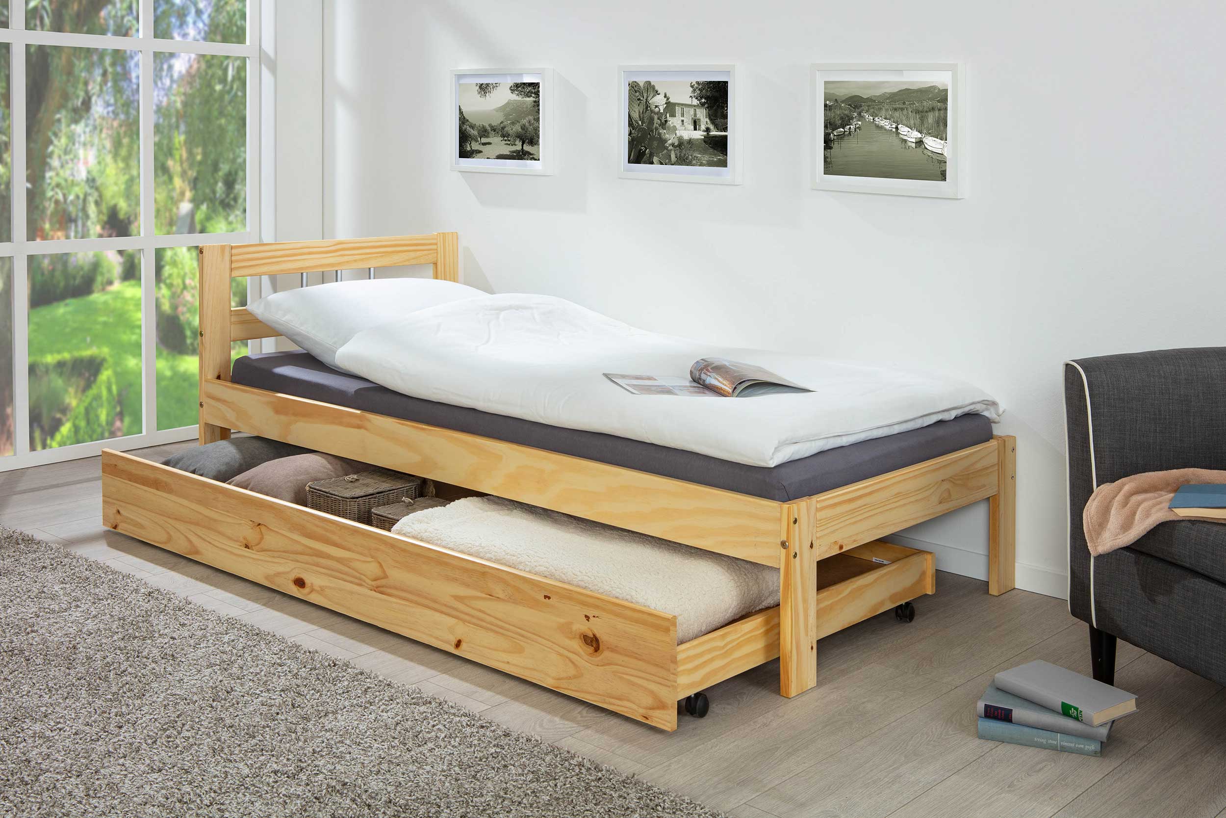 Lit enfant en bois Olga 90x200 cm - bois pin - Image 4