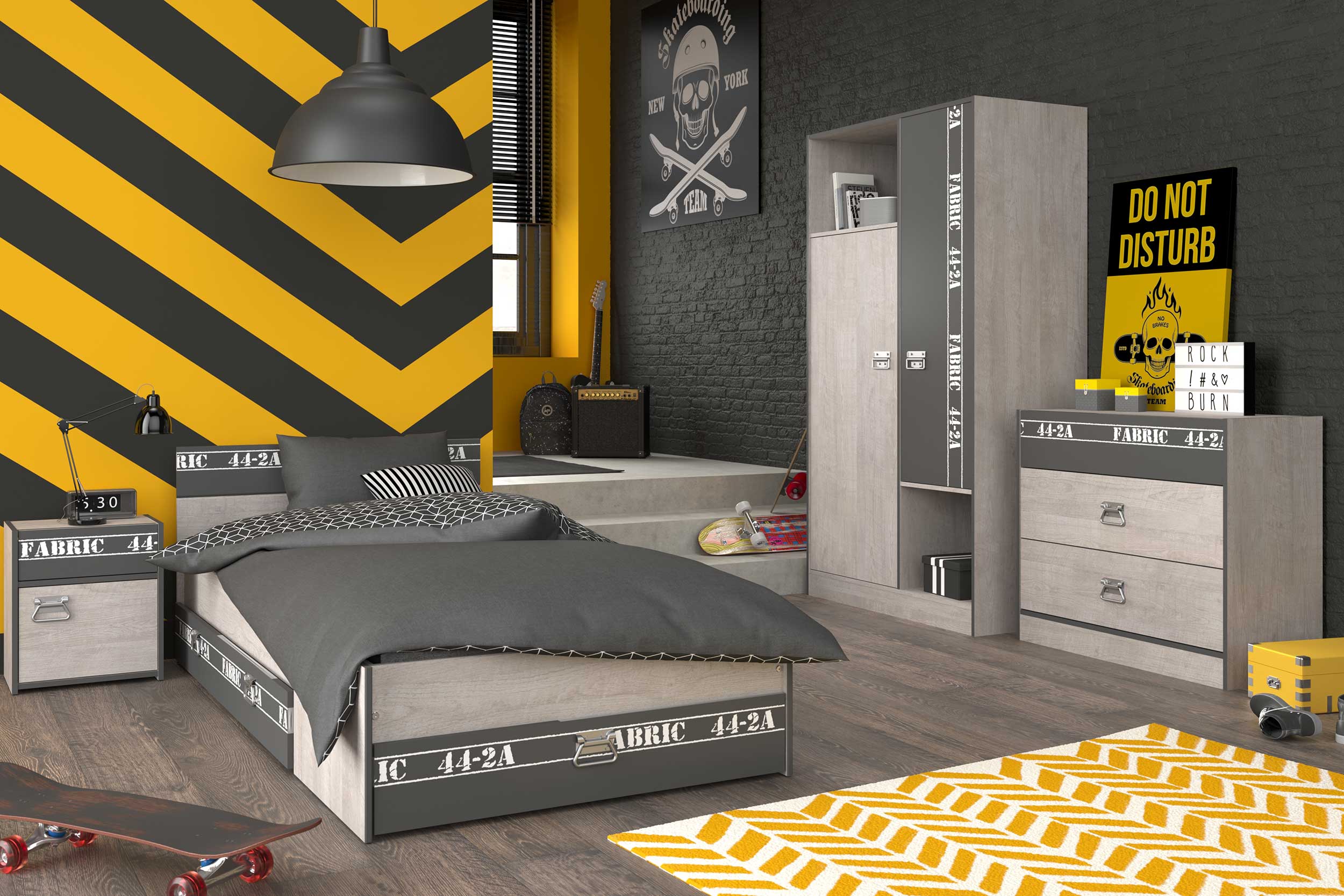 Lit enfant Fabien 90x200 - brun/gris - Image 3