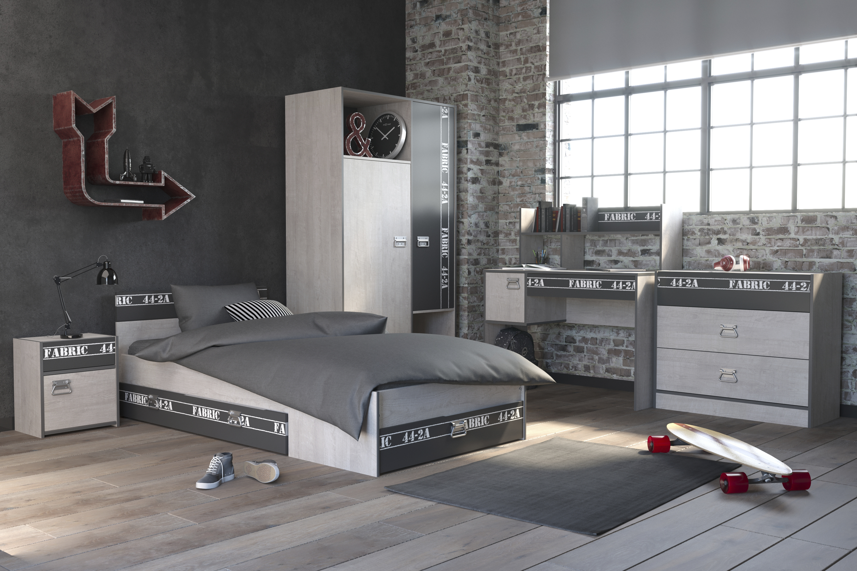 Lit enfant Fabien 90x200 - brun/gris - Image 4