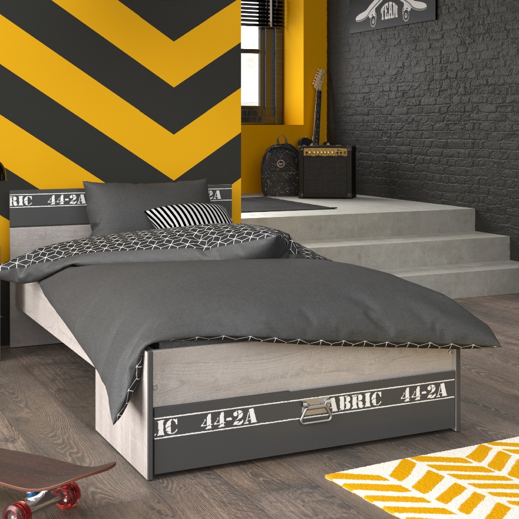 Lit enfant Fabien 90x200 - brun/gris - Image 1