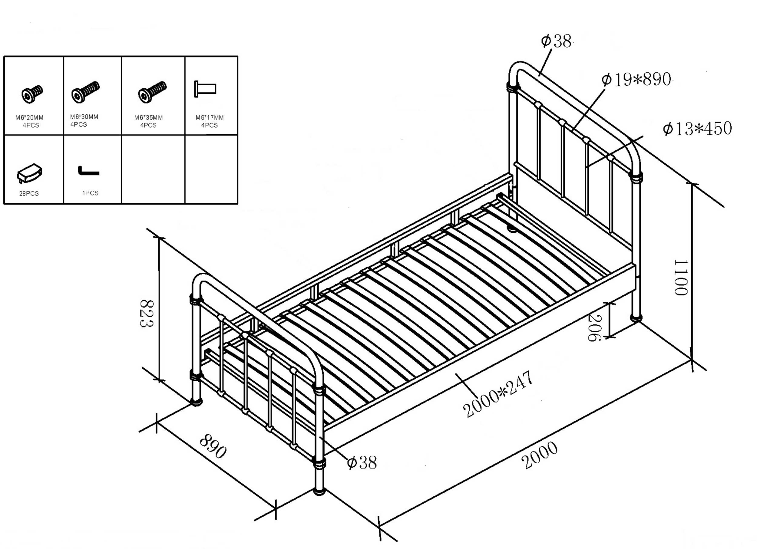 Lit enfant New York 90x200cm métal - jaune - Image 7