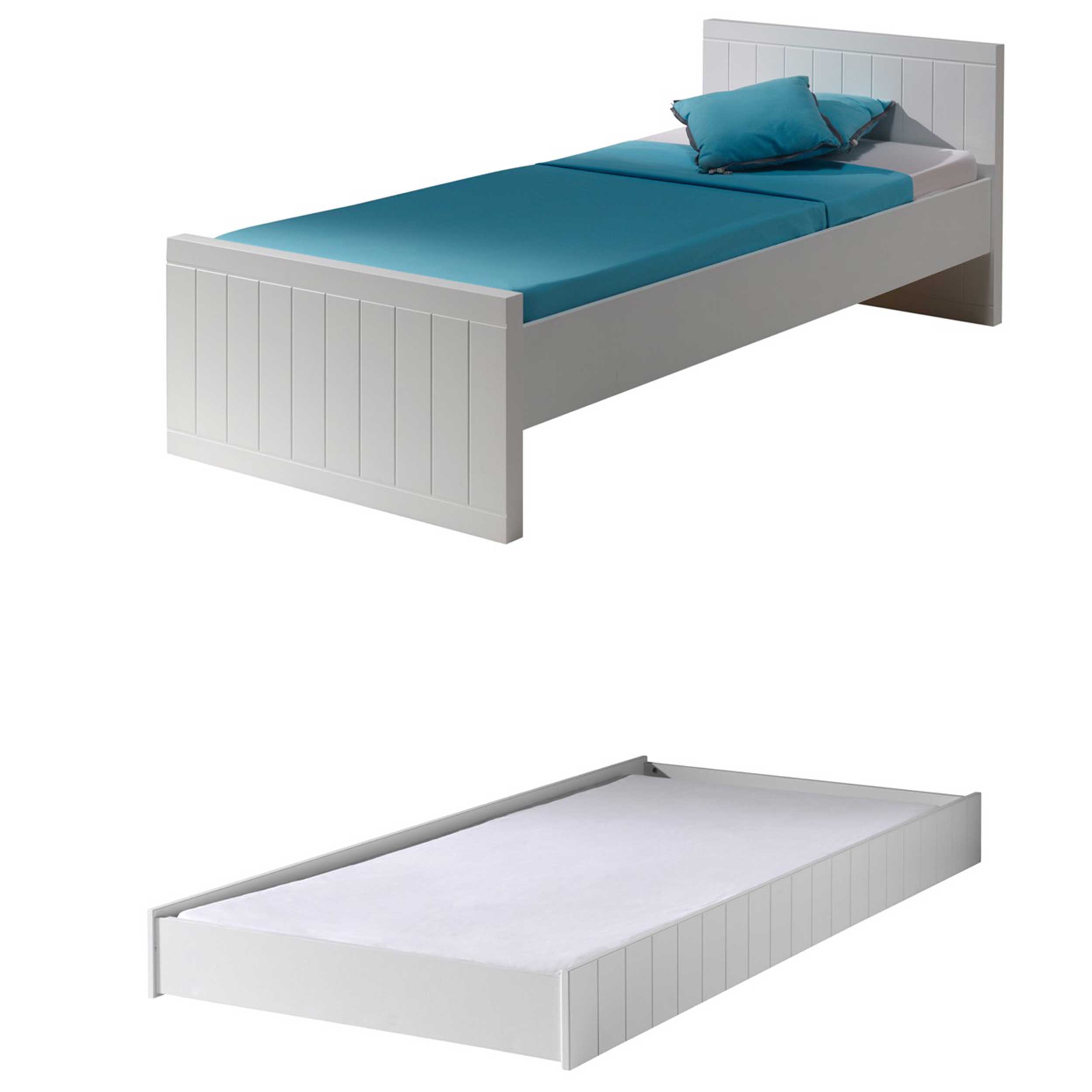 Lit enfant Robin 90 x 200cm avec tiroir de lit - blanc - Image 4