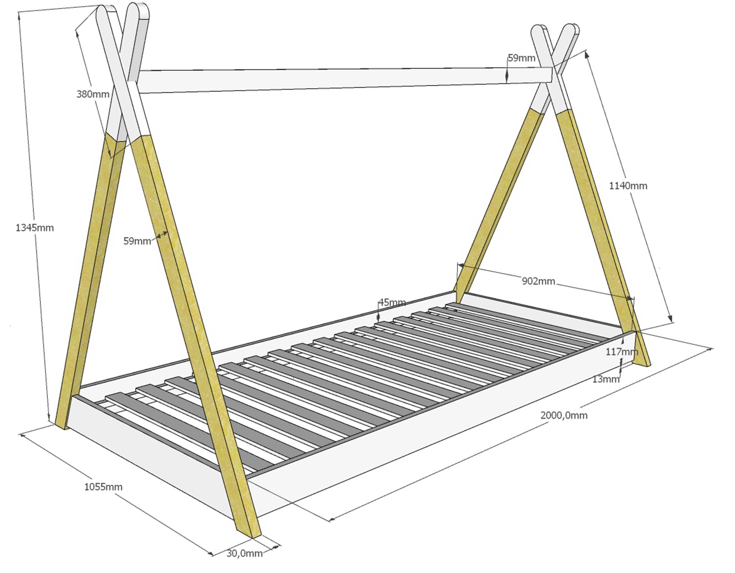 Lit enfant tipi 90x200 - bois pin massif - Image 5