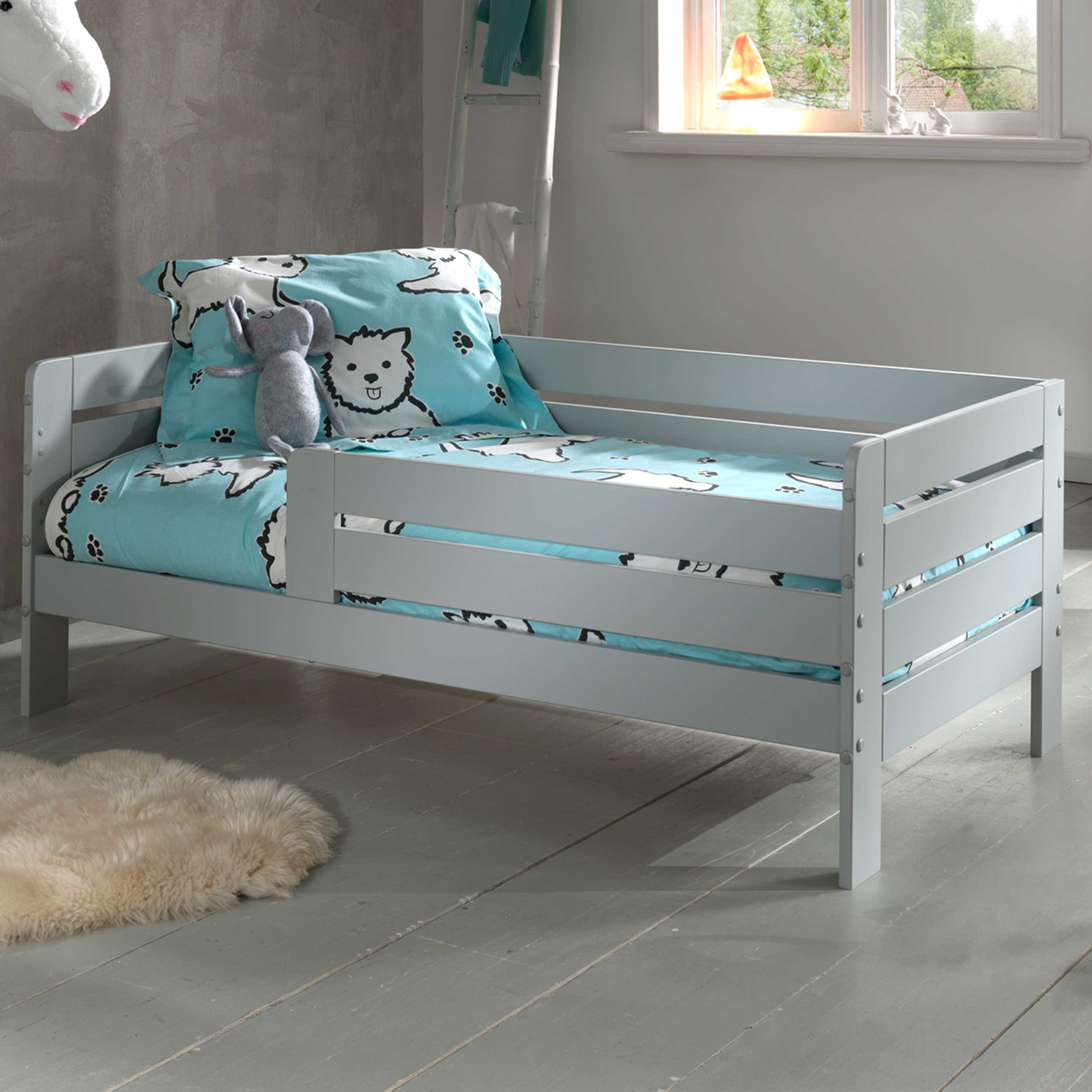 Lit junior Anastasia 70 x 140cm bois pin - gris - Image 3