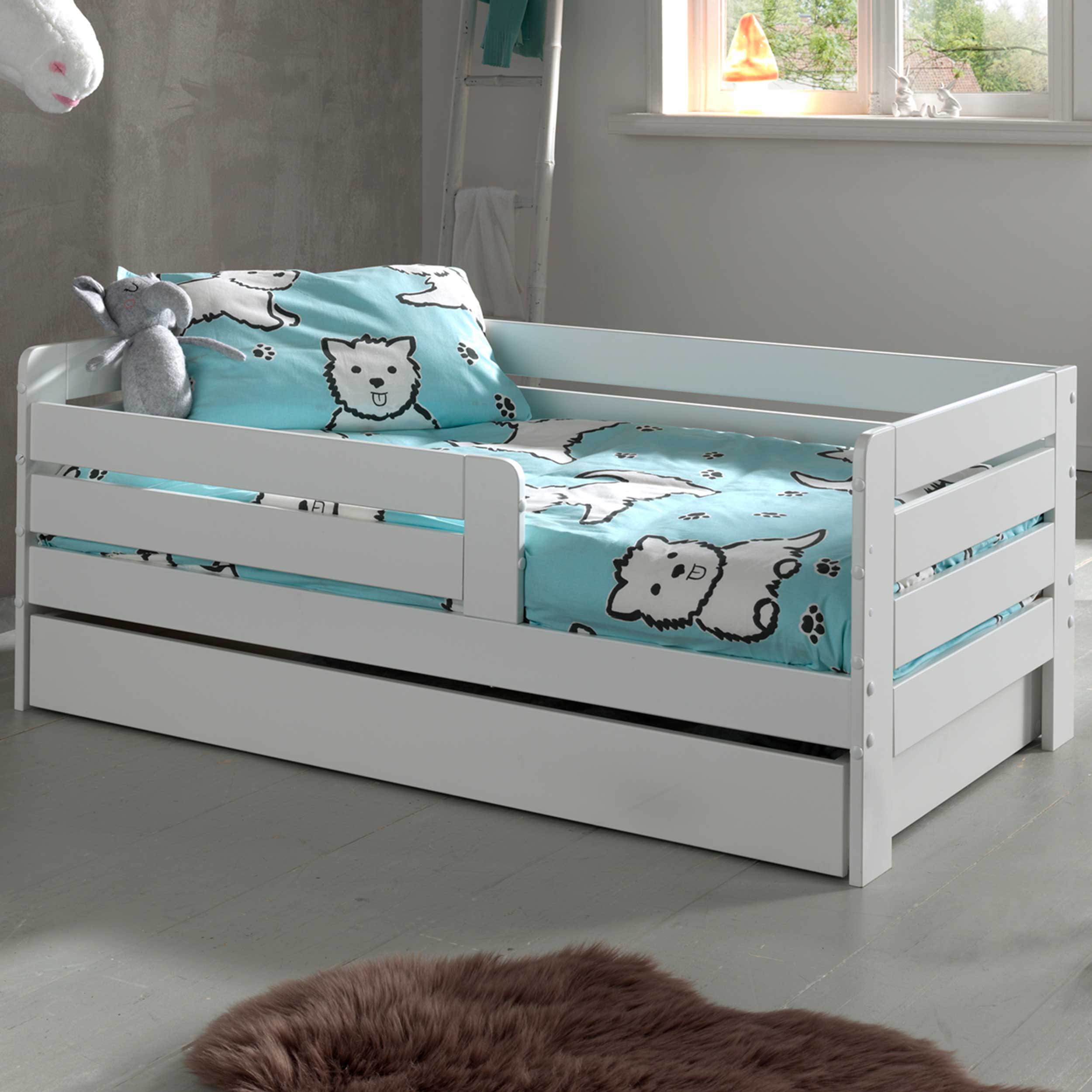 Lit junior Anastasia avec tiroir de lit 70 x 140cm bois pin - blanc