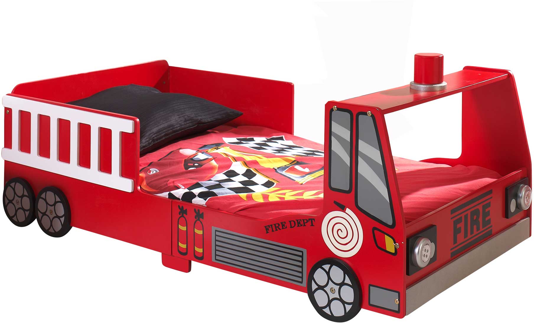 Lit junior pompier 70x140cm - avec éclairage LED - rouge - Image 3